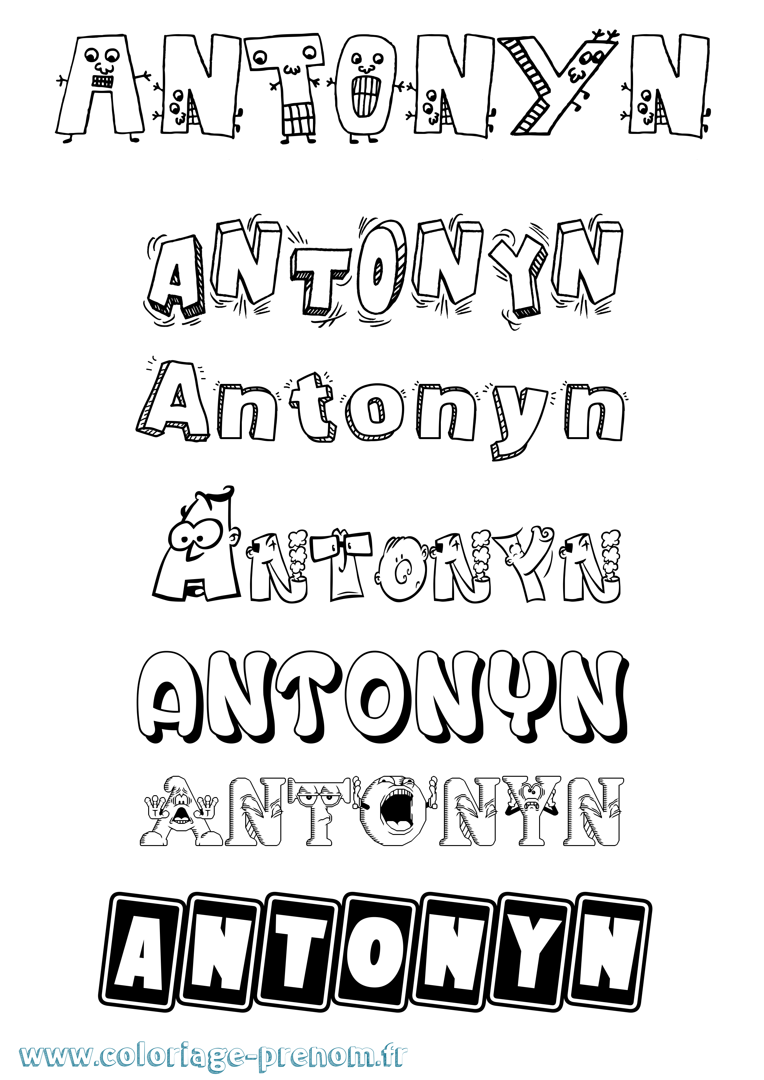 Coloriage prénom Antonyn Fun