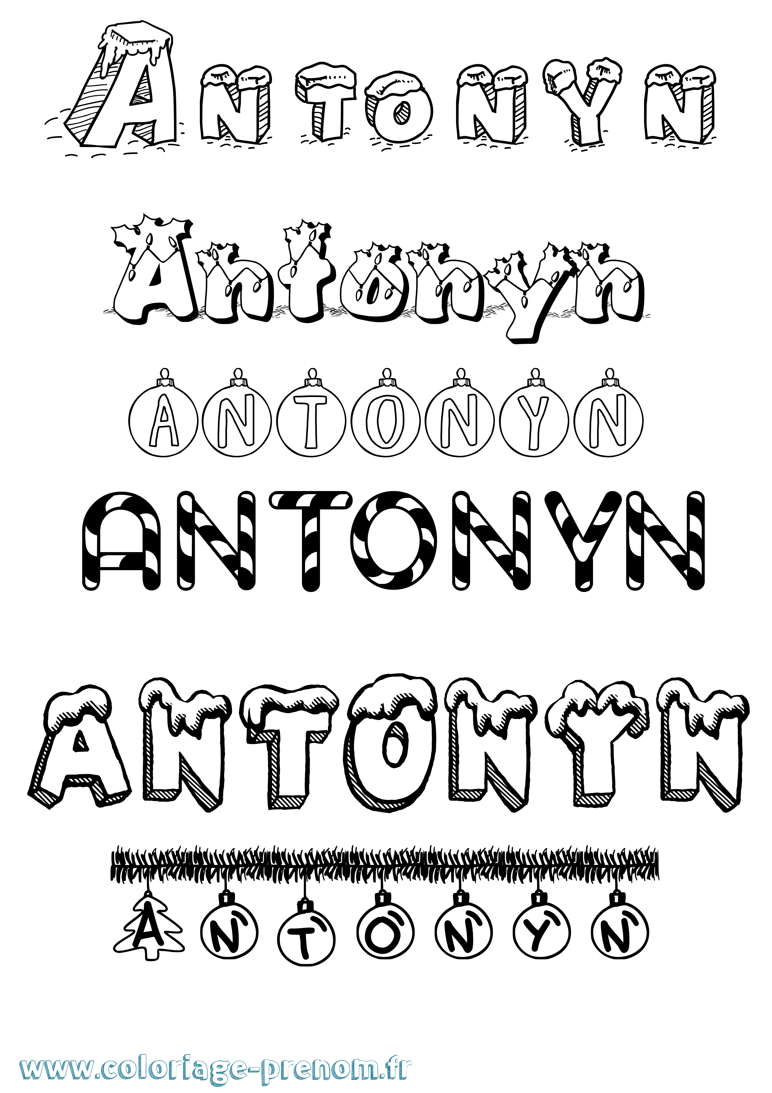 Coloriage prénom Antonyn Noël