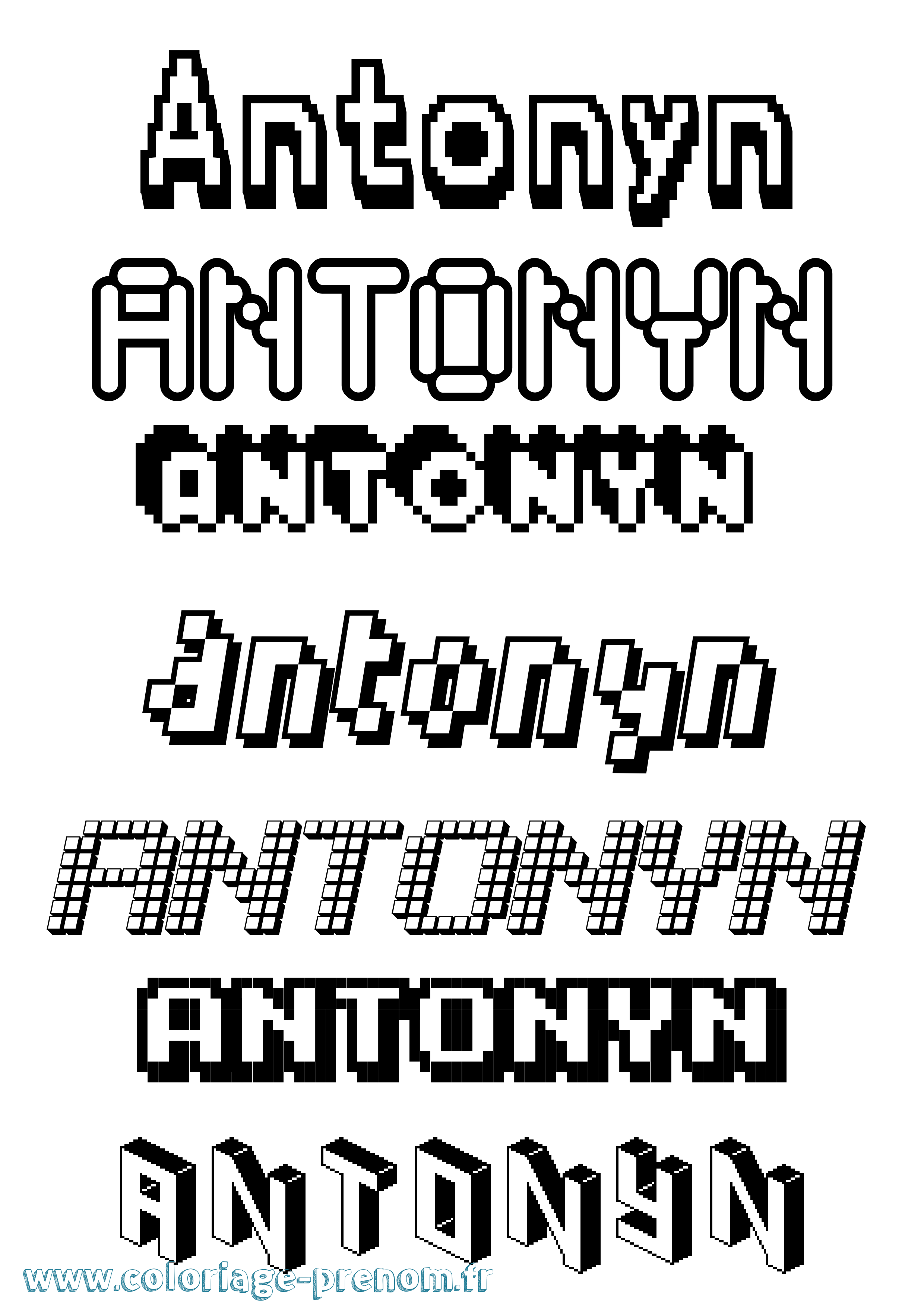 Coloriage prénom Antonyn Pixel