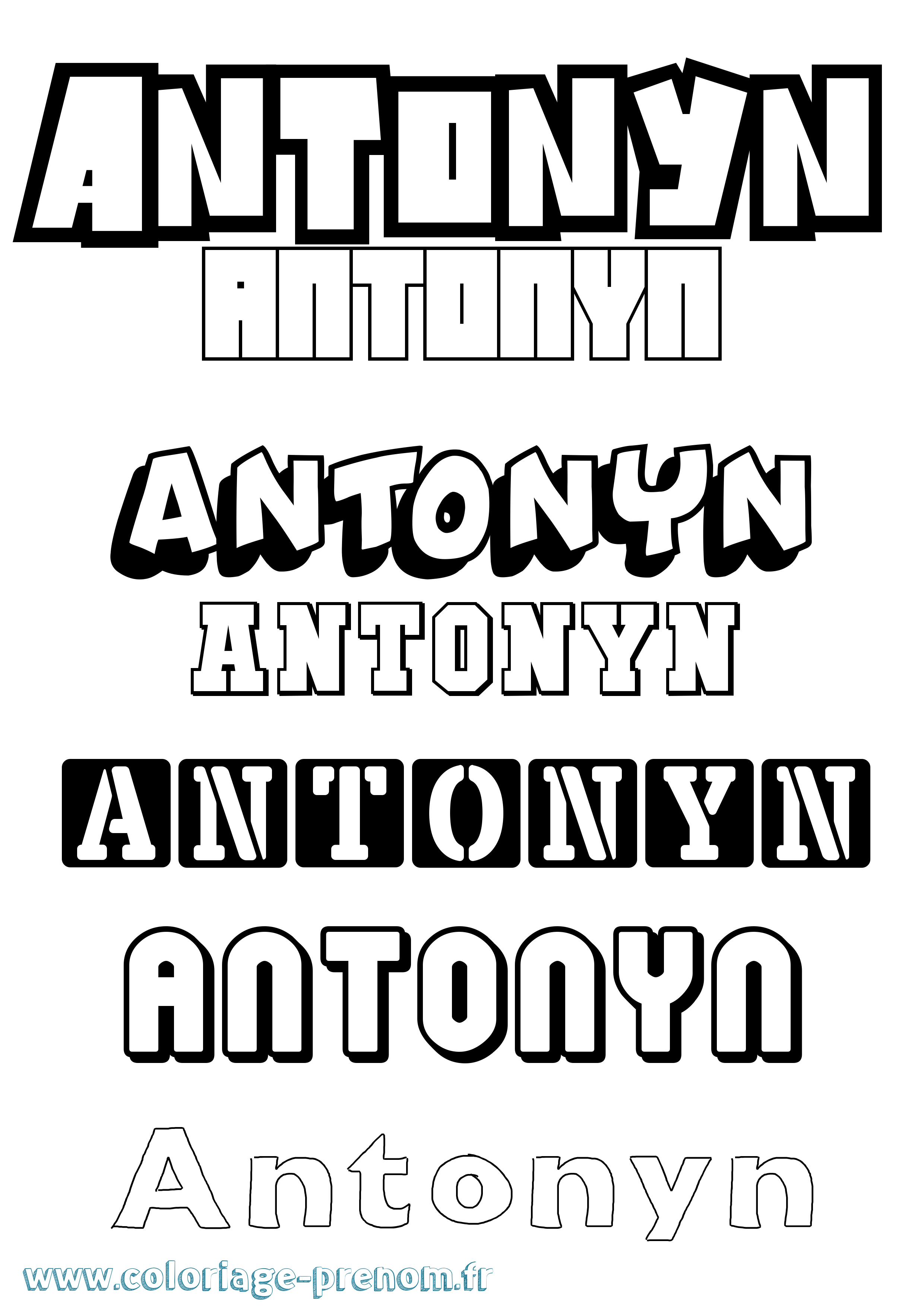 Coloriage prénom Antonyn Simple