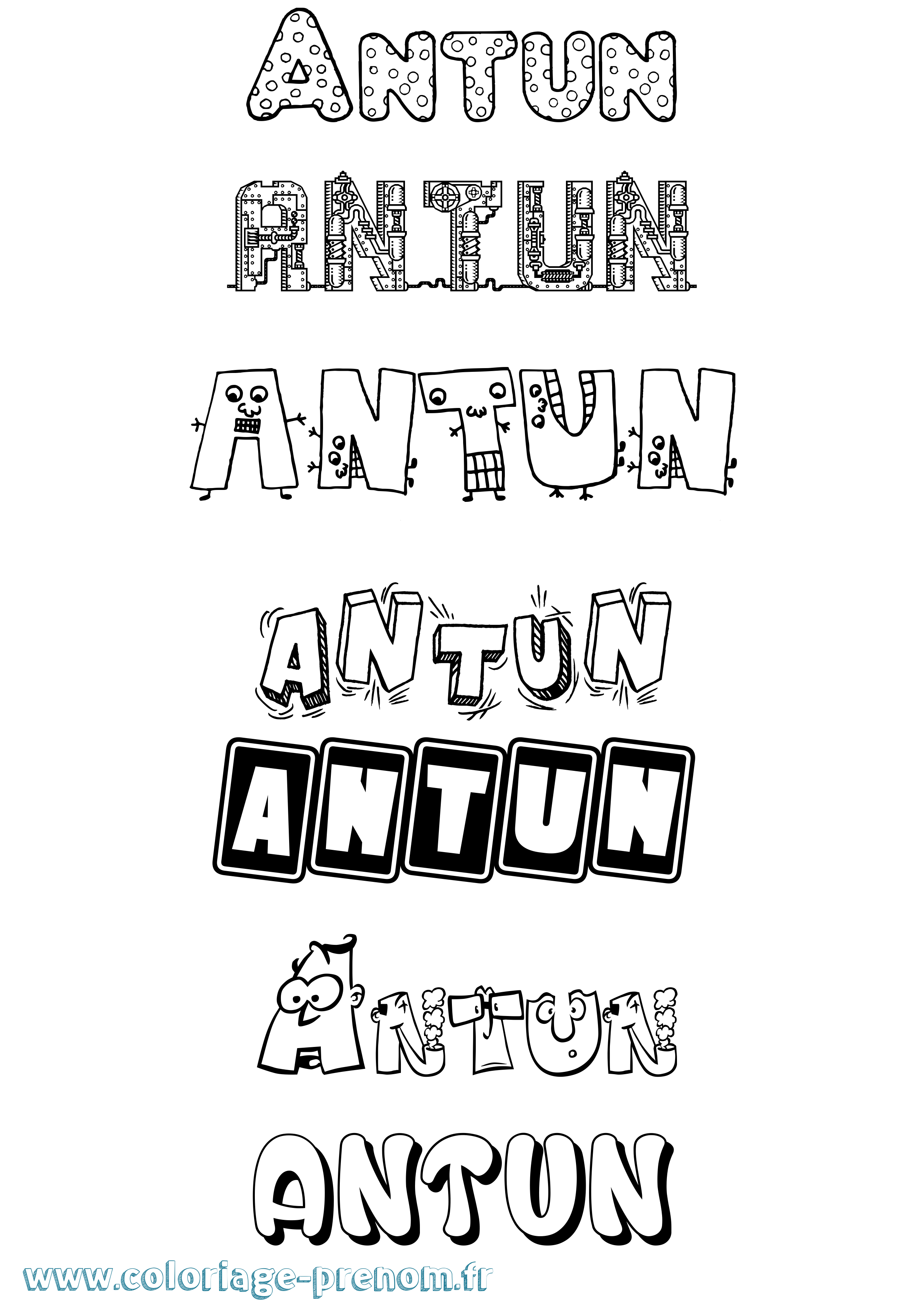Coloriage prénom Antun Fun
