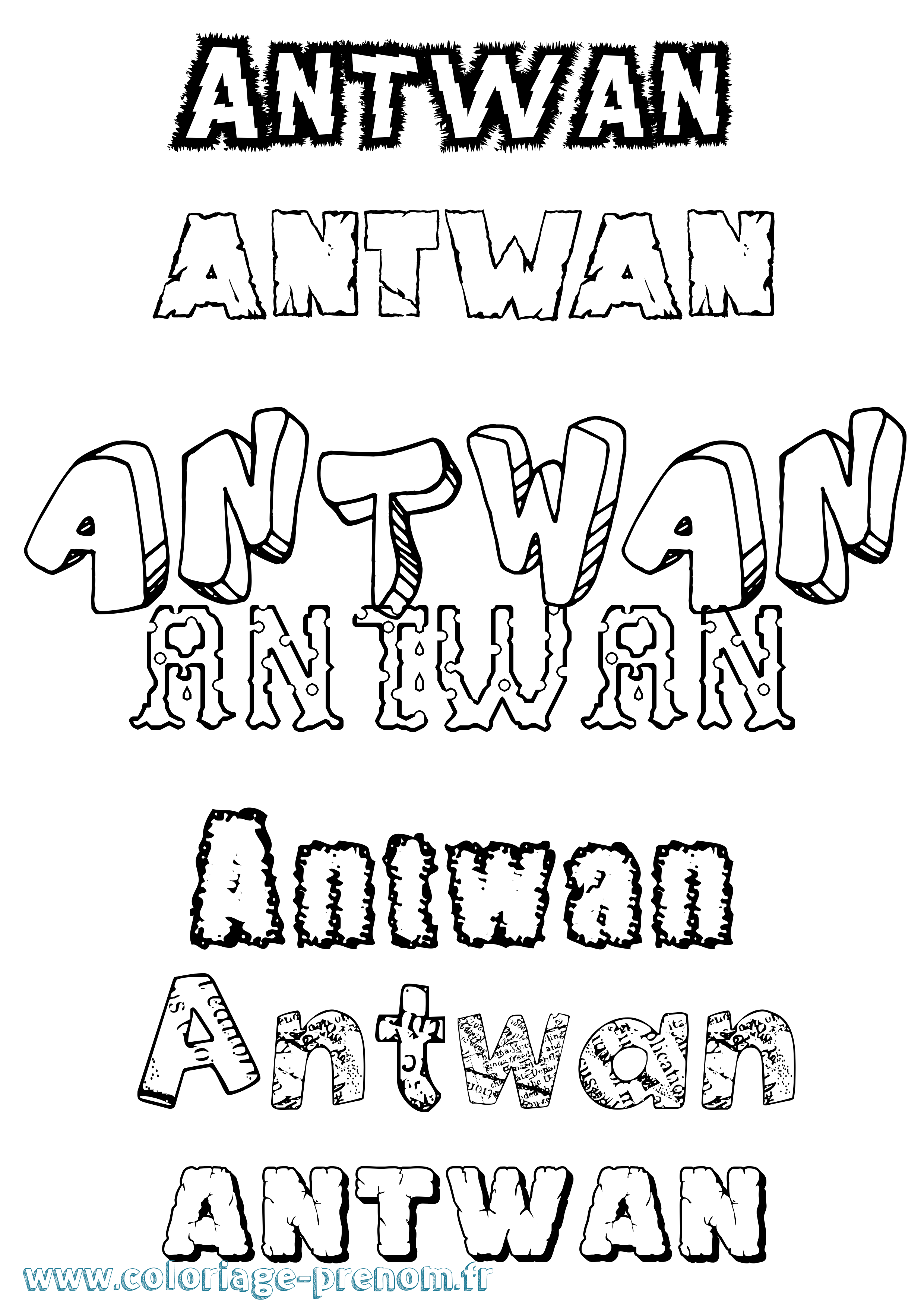 Coloriage prénom Antwan Destructuré