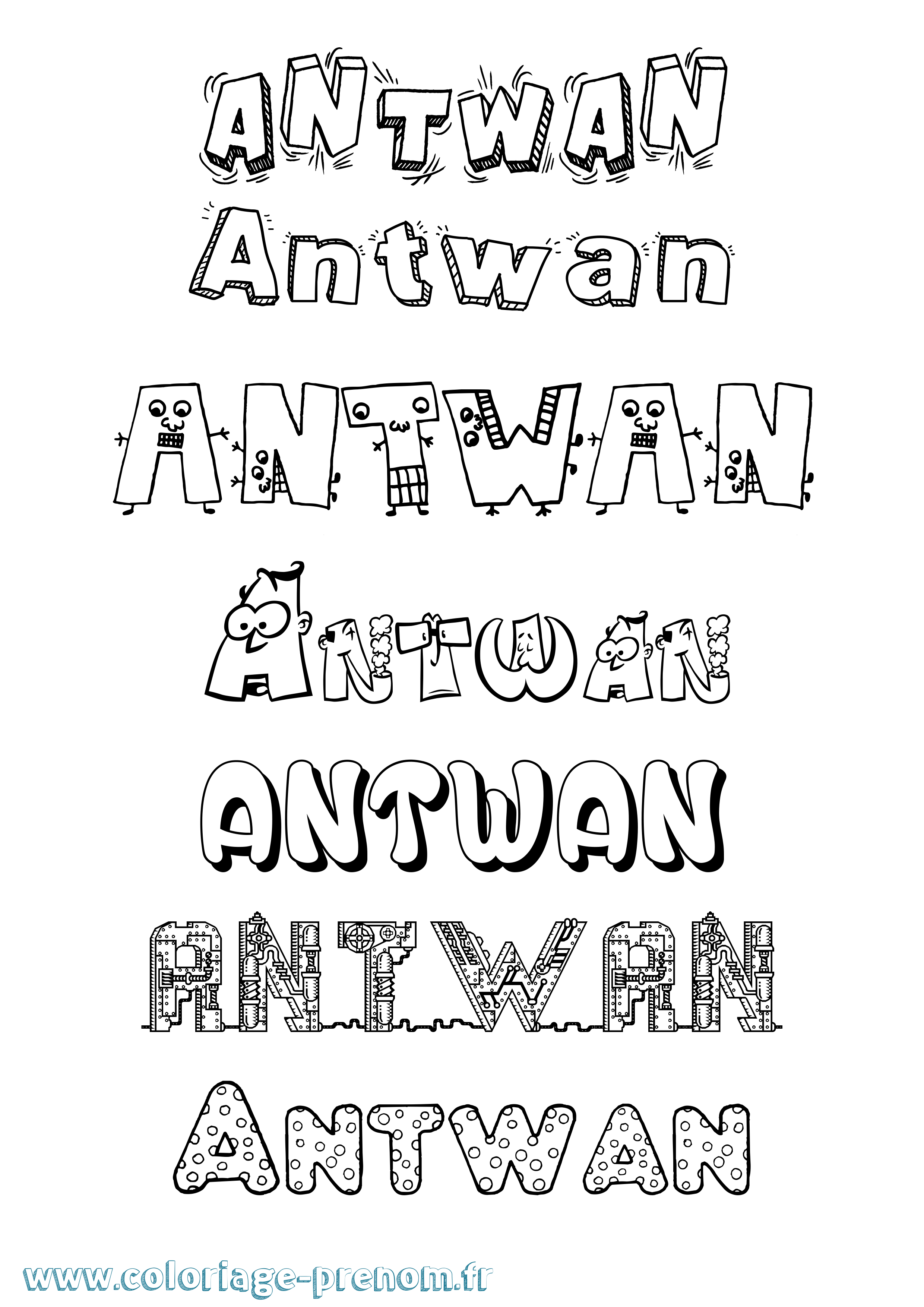 Coloriage prénom Antwan Fun