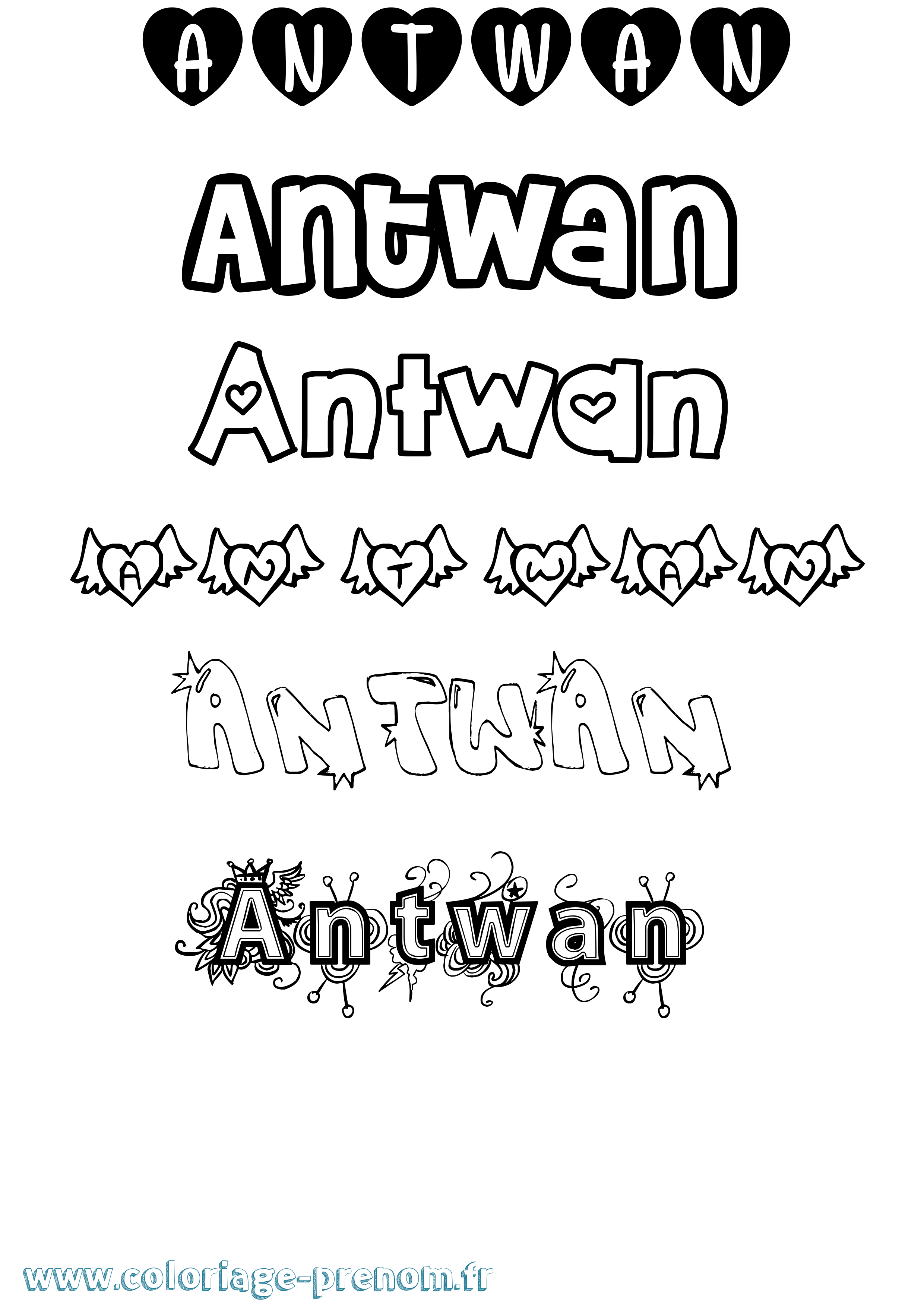 Coloriage prénom Antwan Girly