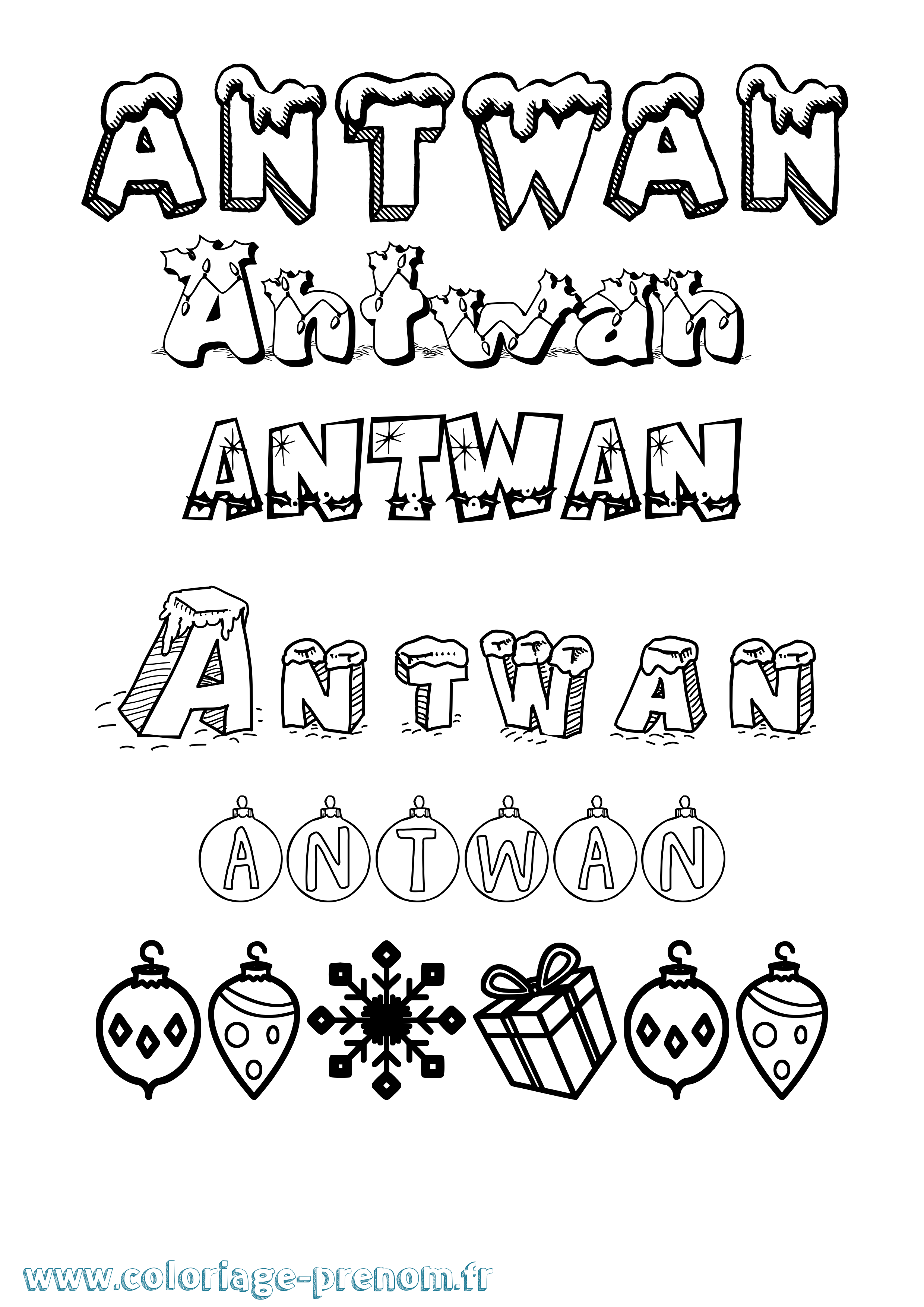 Coloriage prénom Antwan Noël
