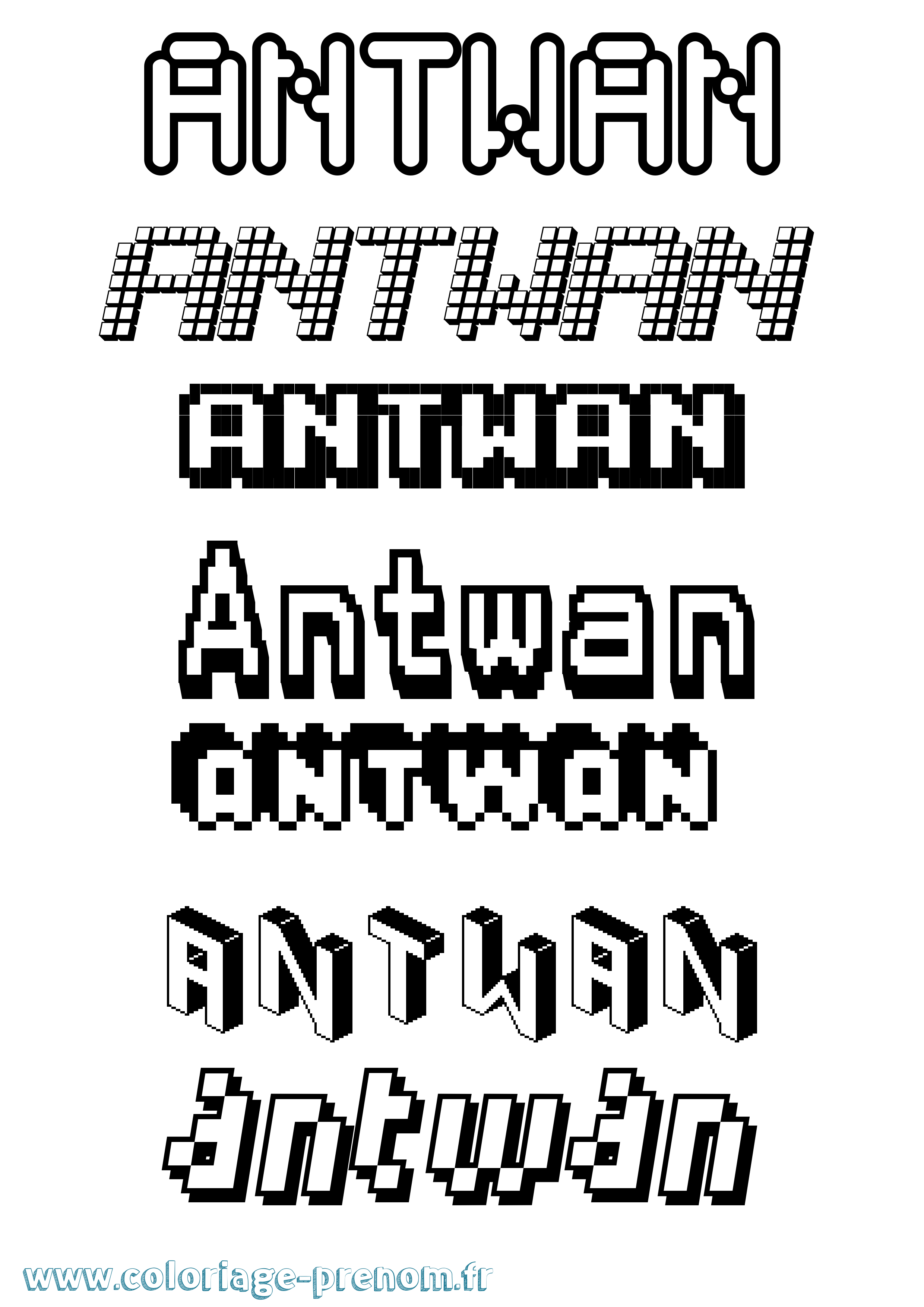 Coloriage prénom Antwan Pixel