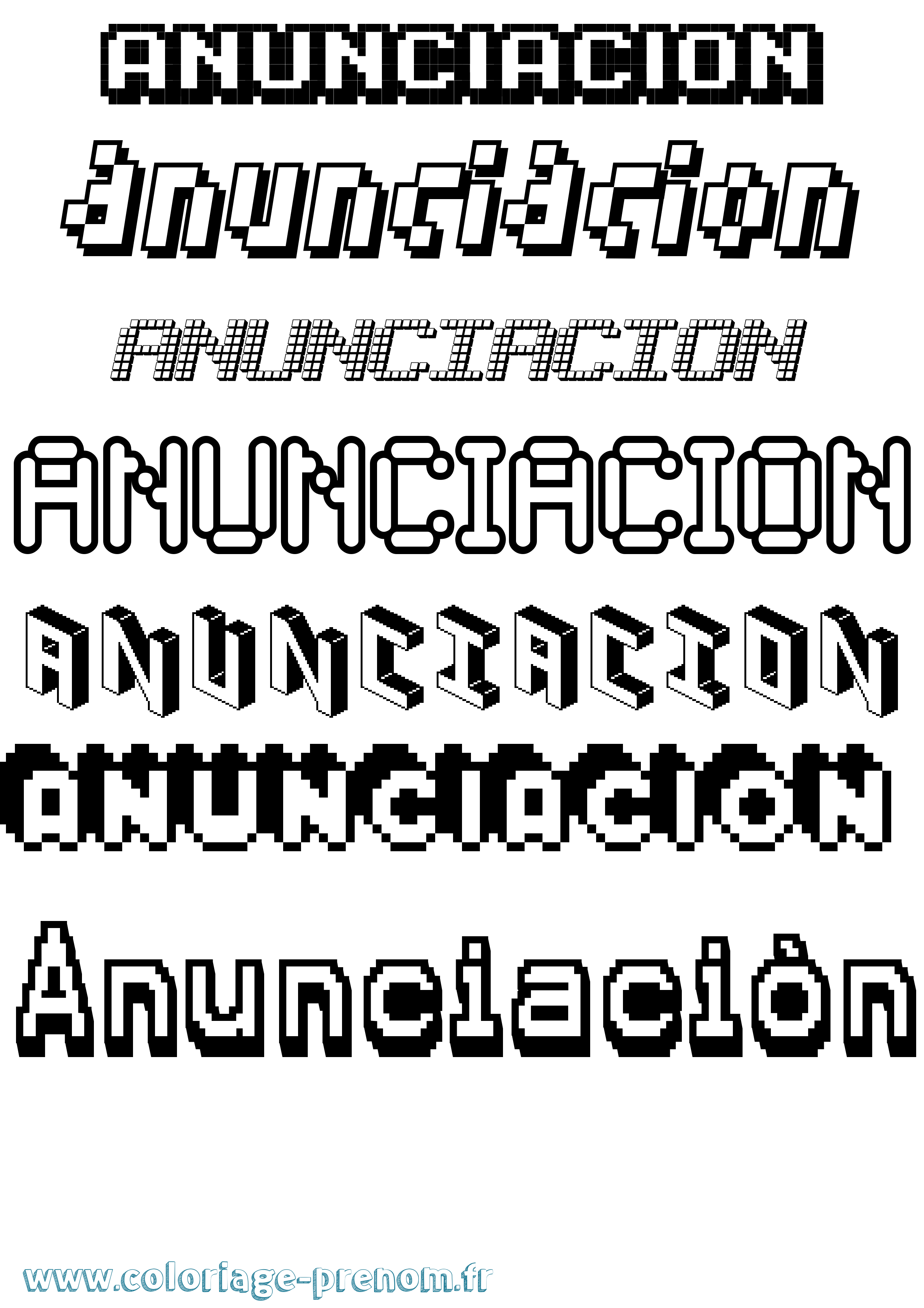 Coloriage prénom Anunciación Pixel