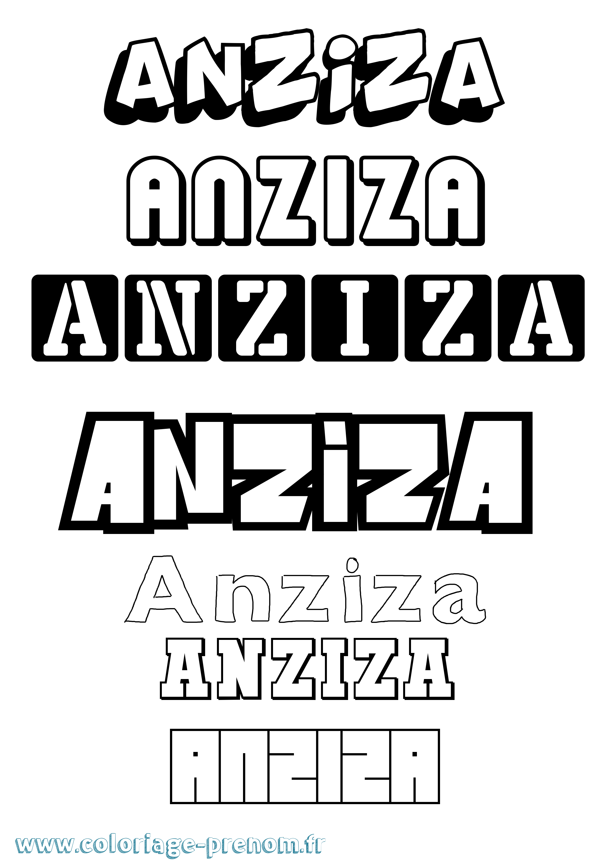 Coloriage Anziza Simple Coloriage prénom Anziza Simple