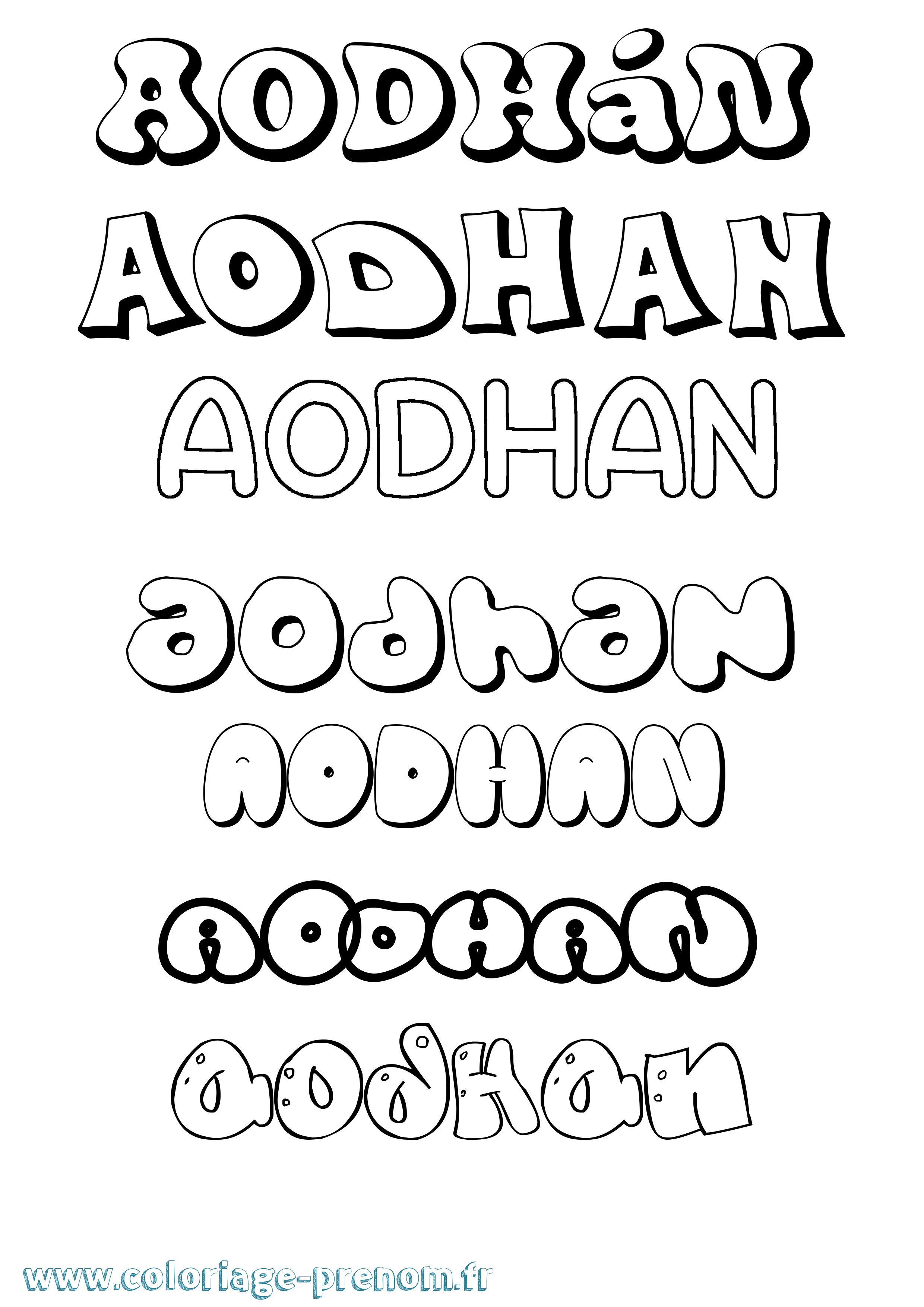 Coloriage prénom Aodhán Bubble