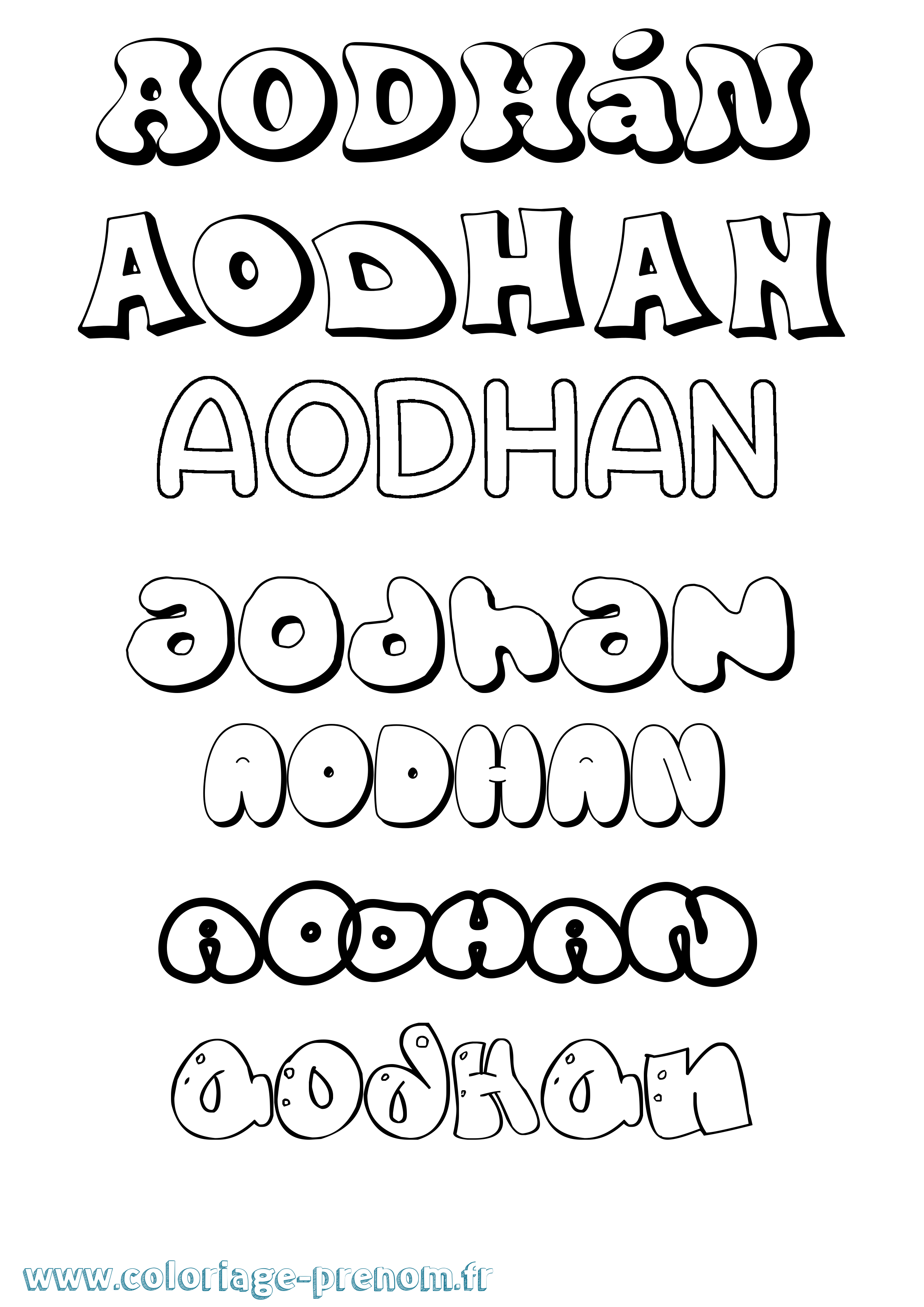 Coloriage Aodhán Bubble Coloriage prénom Aodhán Bubble