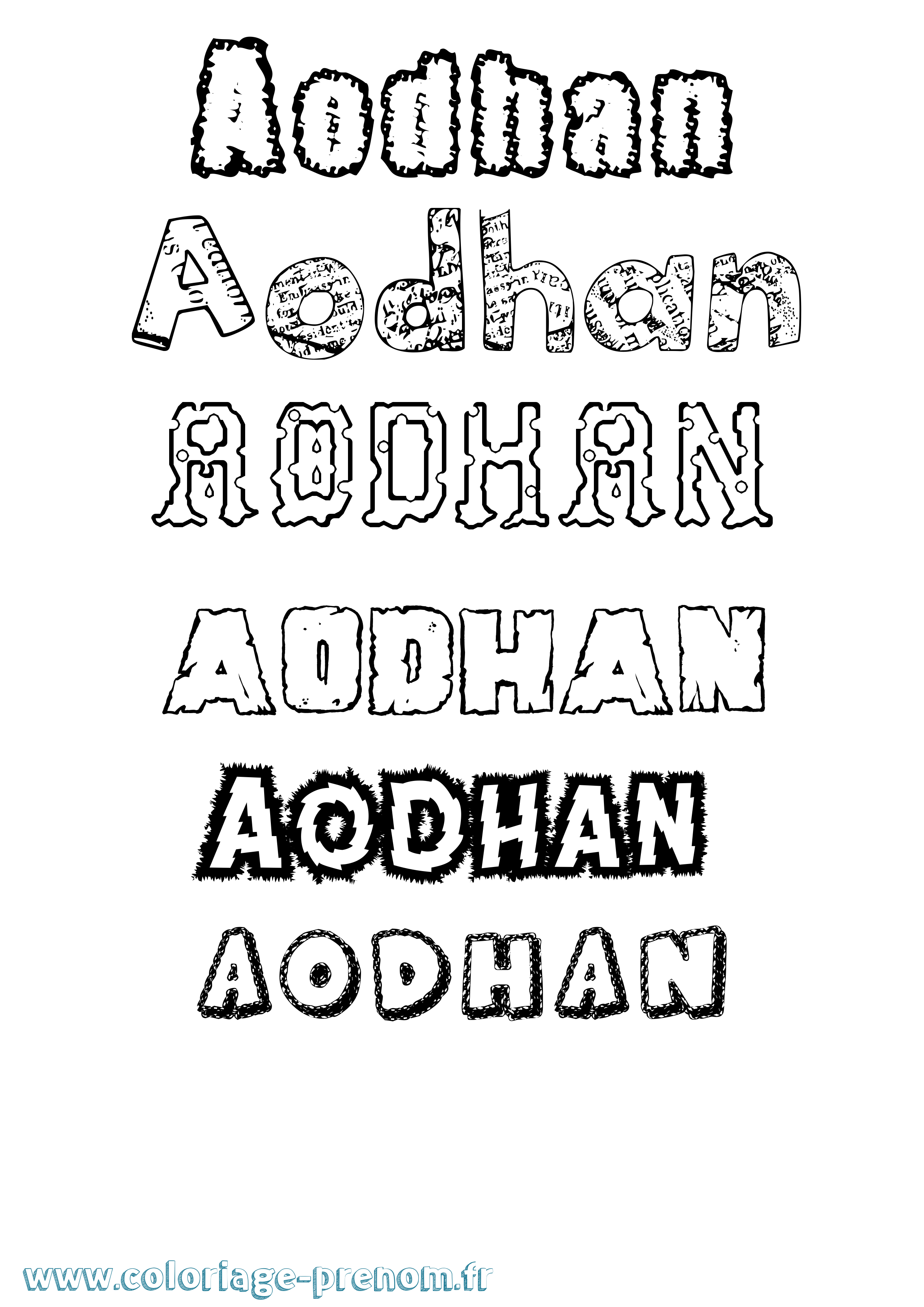 Coloriage prénom Aodhán Destructuré
