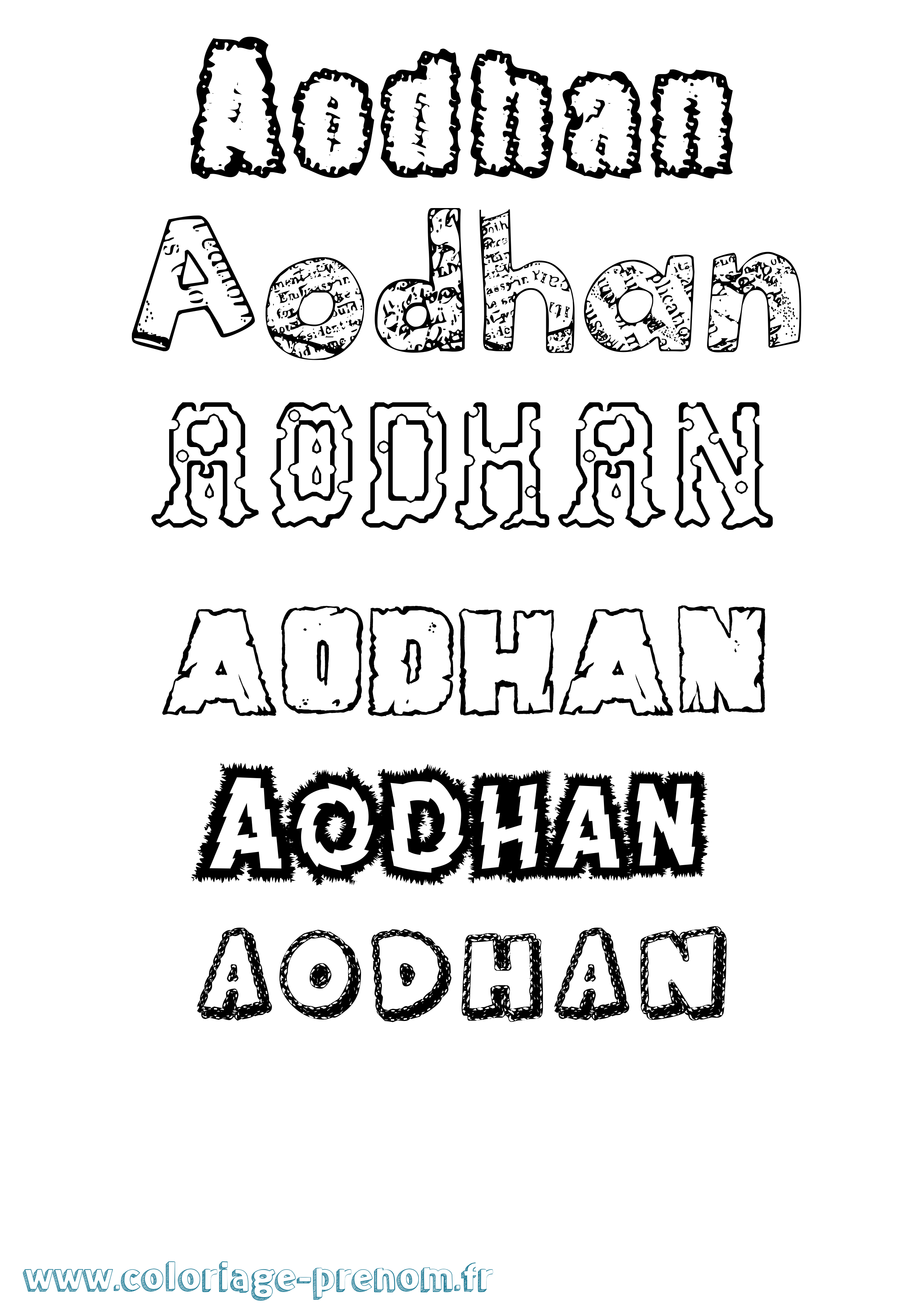 Coloriage Aodhán Destructuré Coloriage prénom Aodhán Destructuré