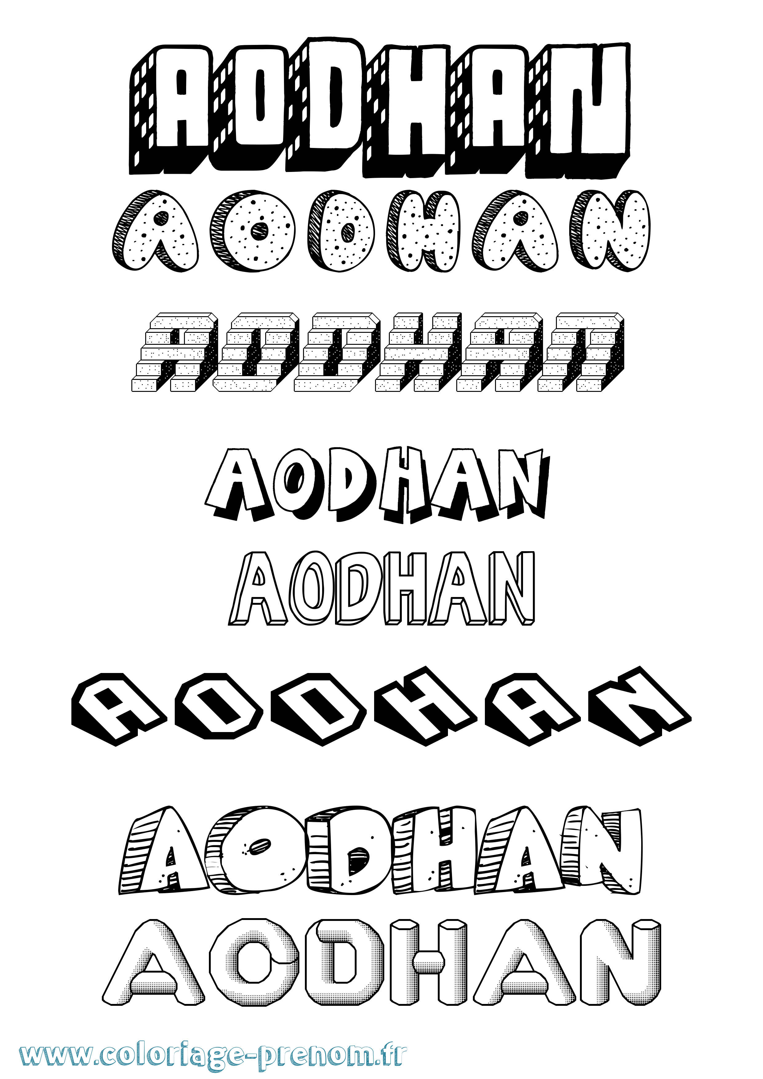 Coloriage Aodhán Effet 3D Coloriage prénom Aodhán Effet 3D
