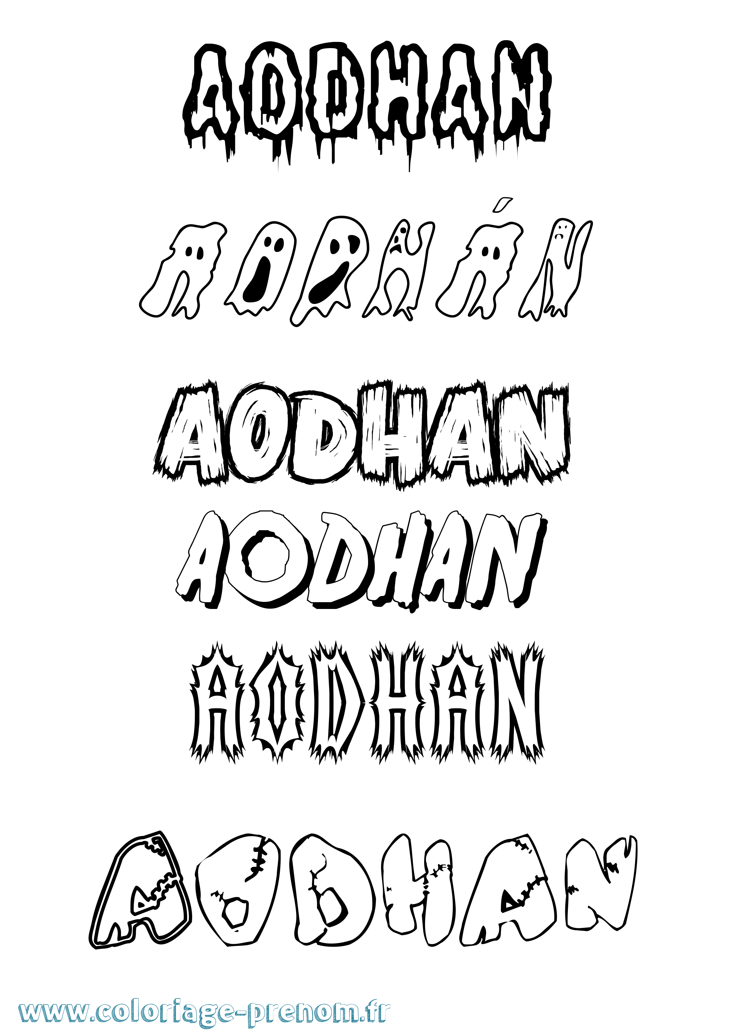 Coloriage Aodhán Frisson Coloriage prénom Aodhán Frisson