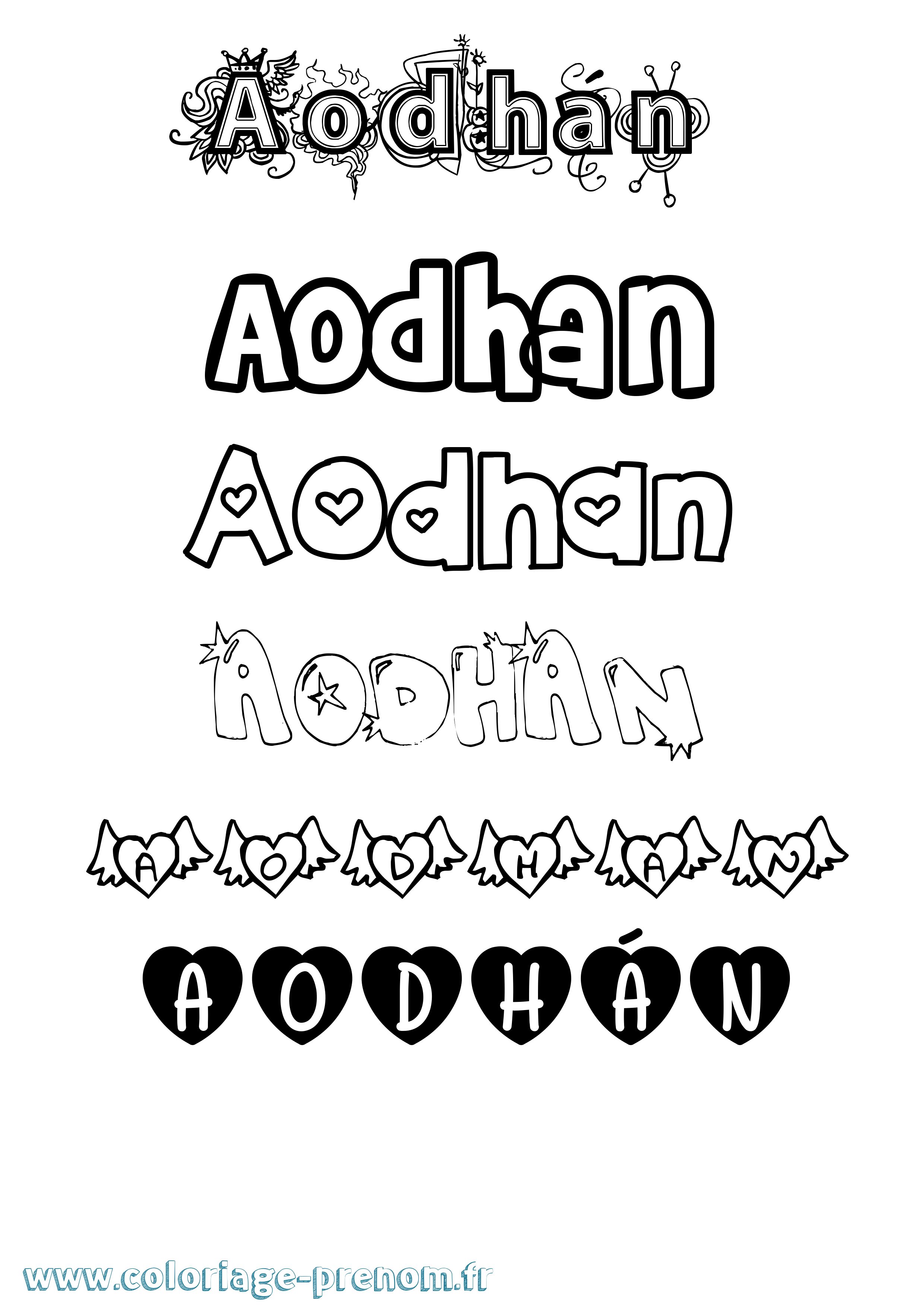 Coloriage Aodhán Girly Coloriage prénom Aodhán Girly