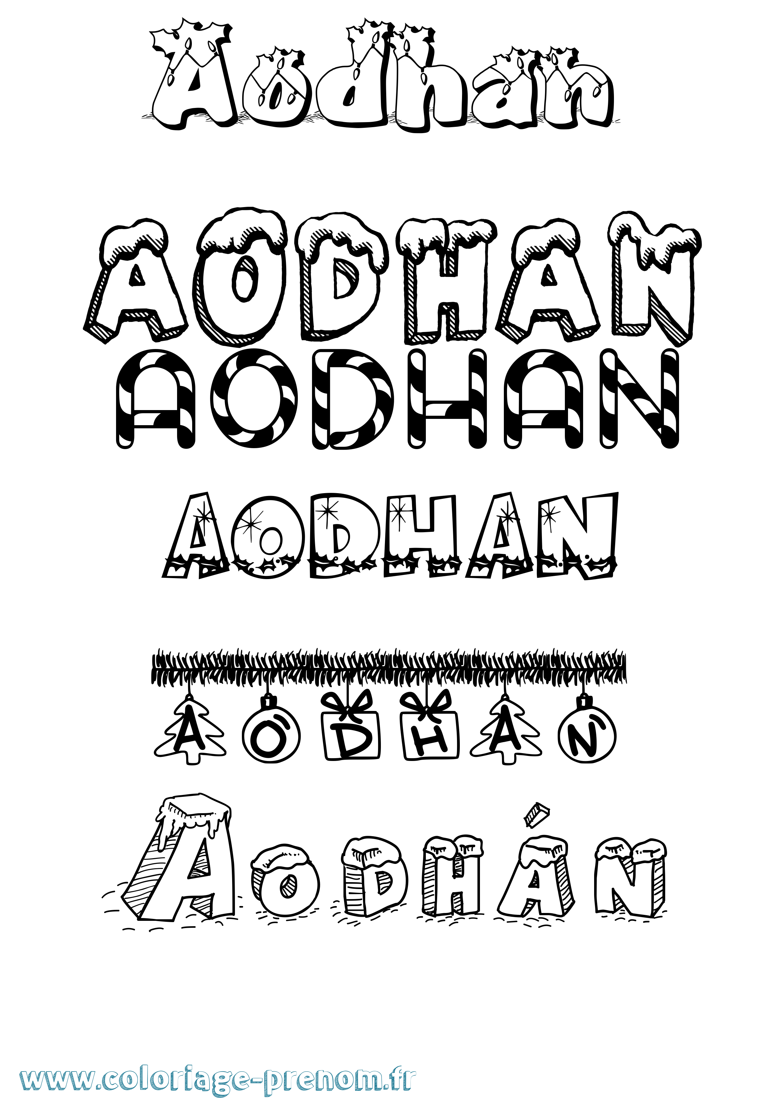Coloriage Aodhán Noël Coloriage prénom Aodhán Noël