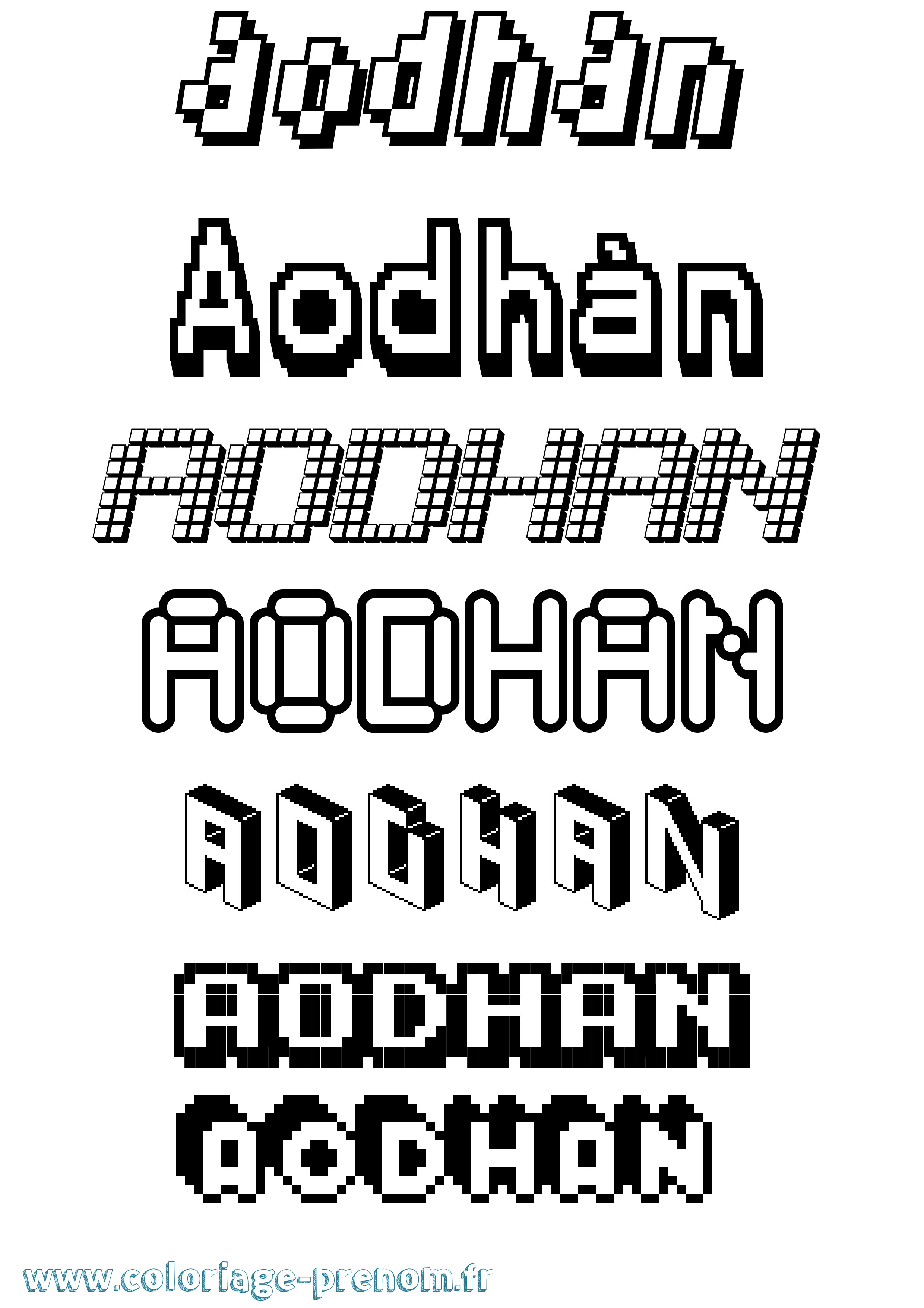 Coloriage prénom Aodhán Pixel