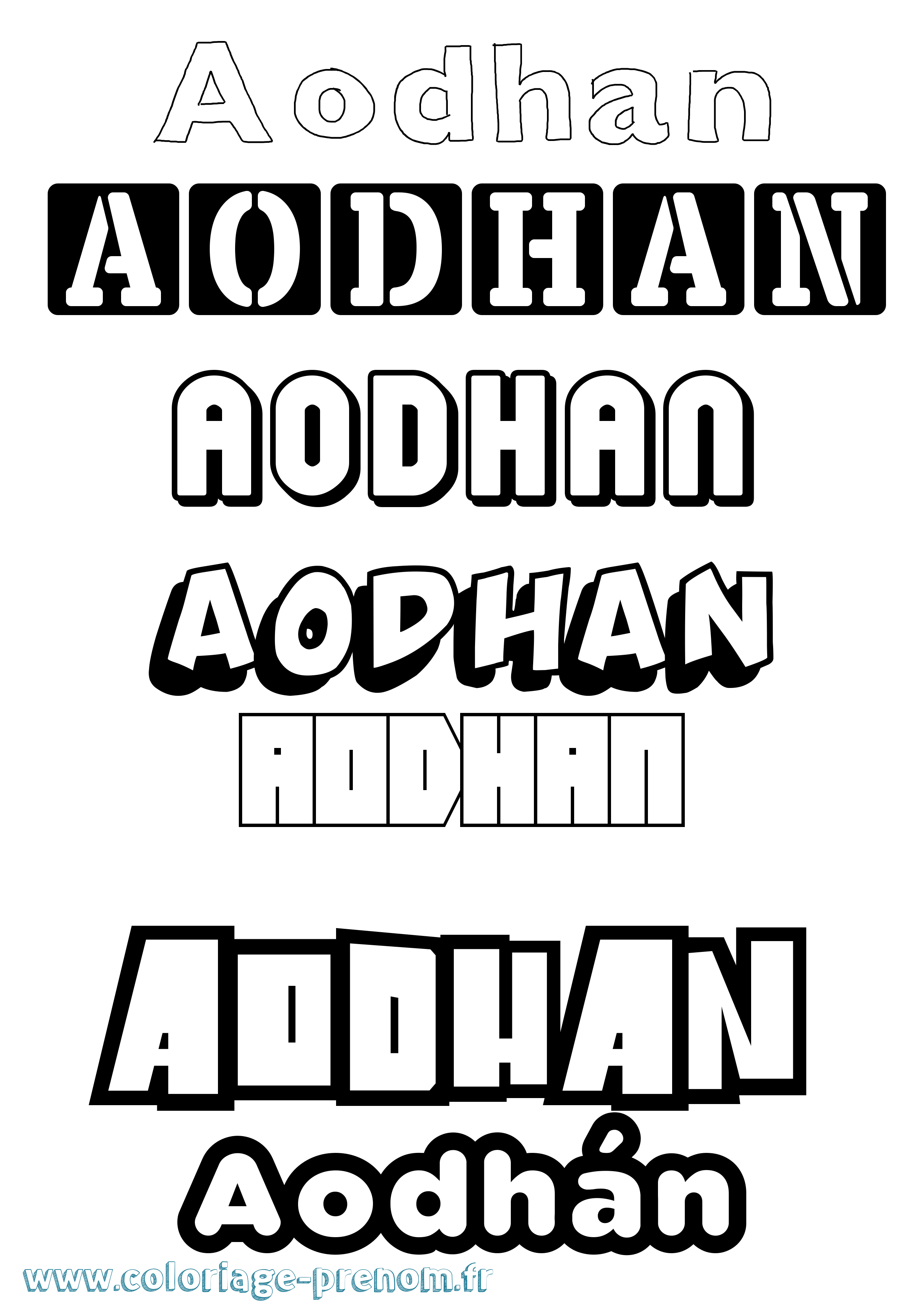 Coloriage Aodhán Simple Coloriage prénom Aodhán Simple