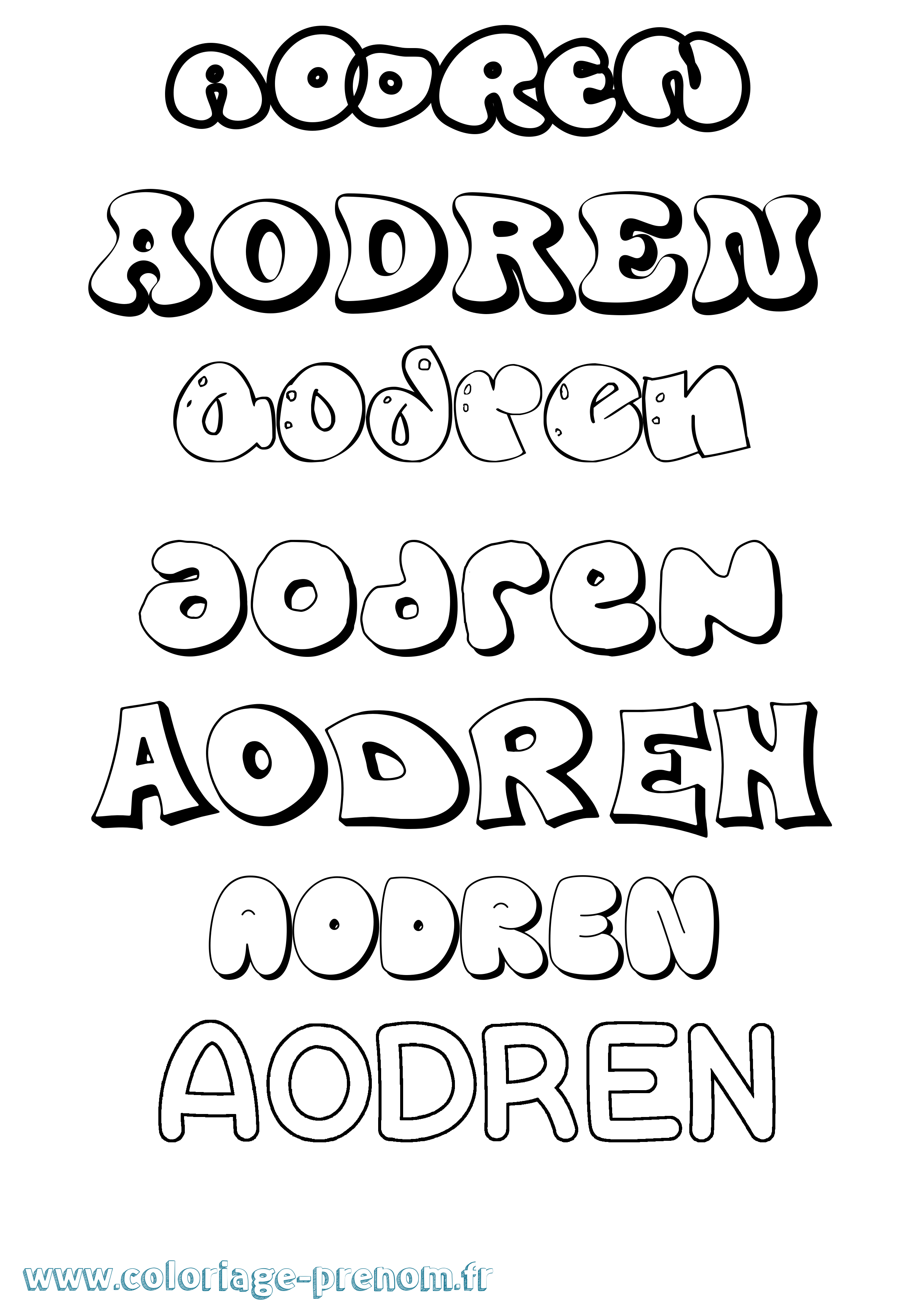 Coloriage prénom Aodren Bubble