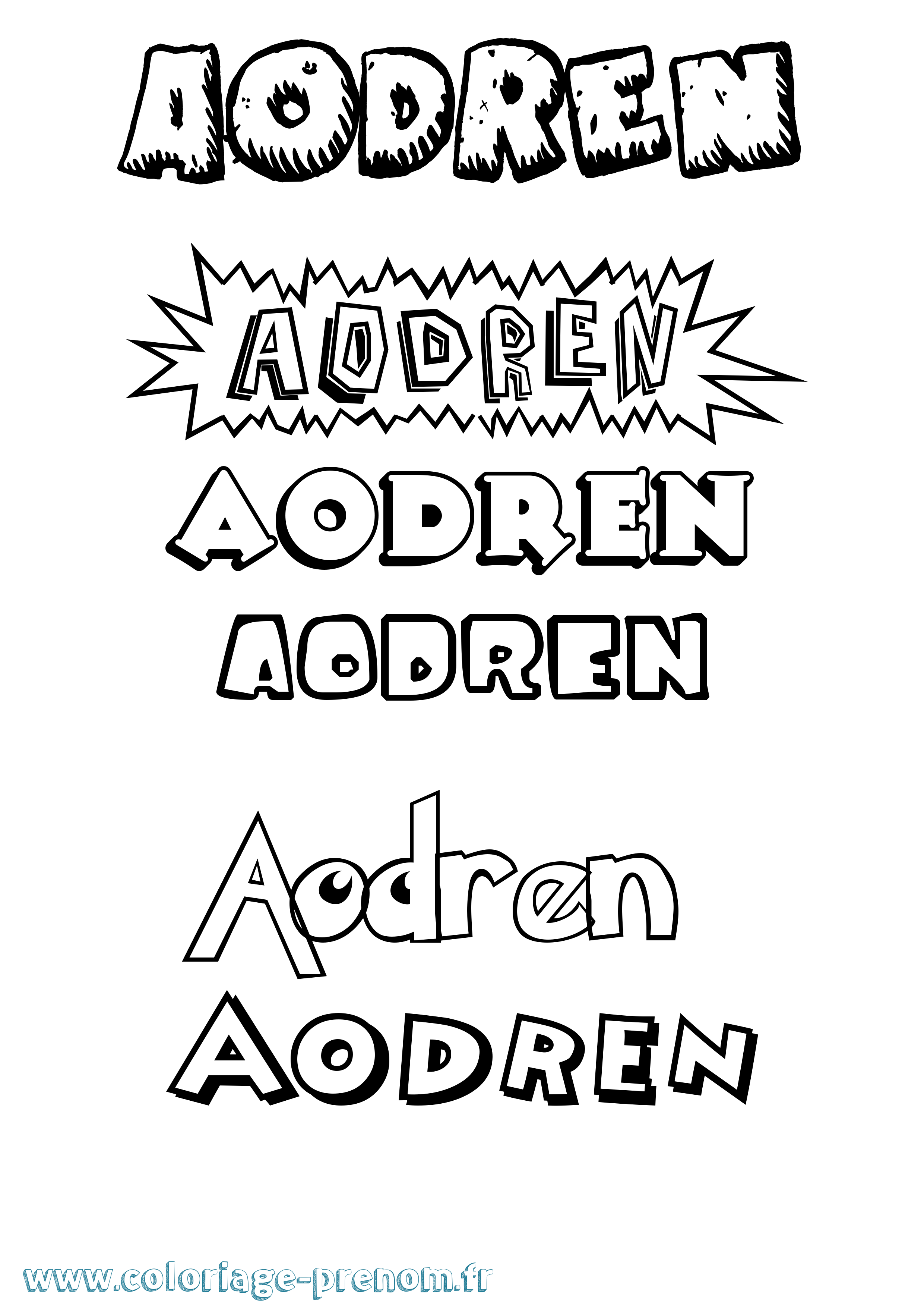 Coloriage Aodren Dessin Animé Coloriage prénom Aodren Dessin Animé