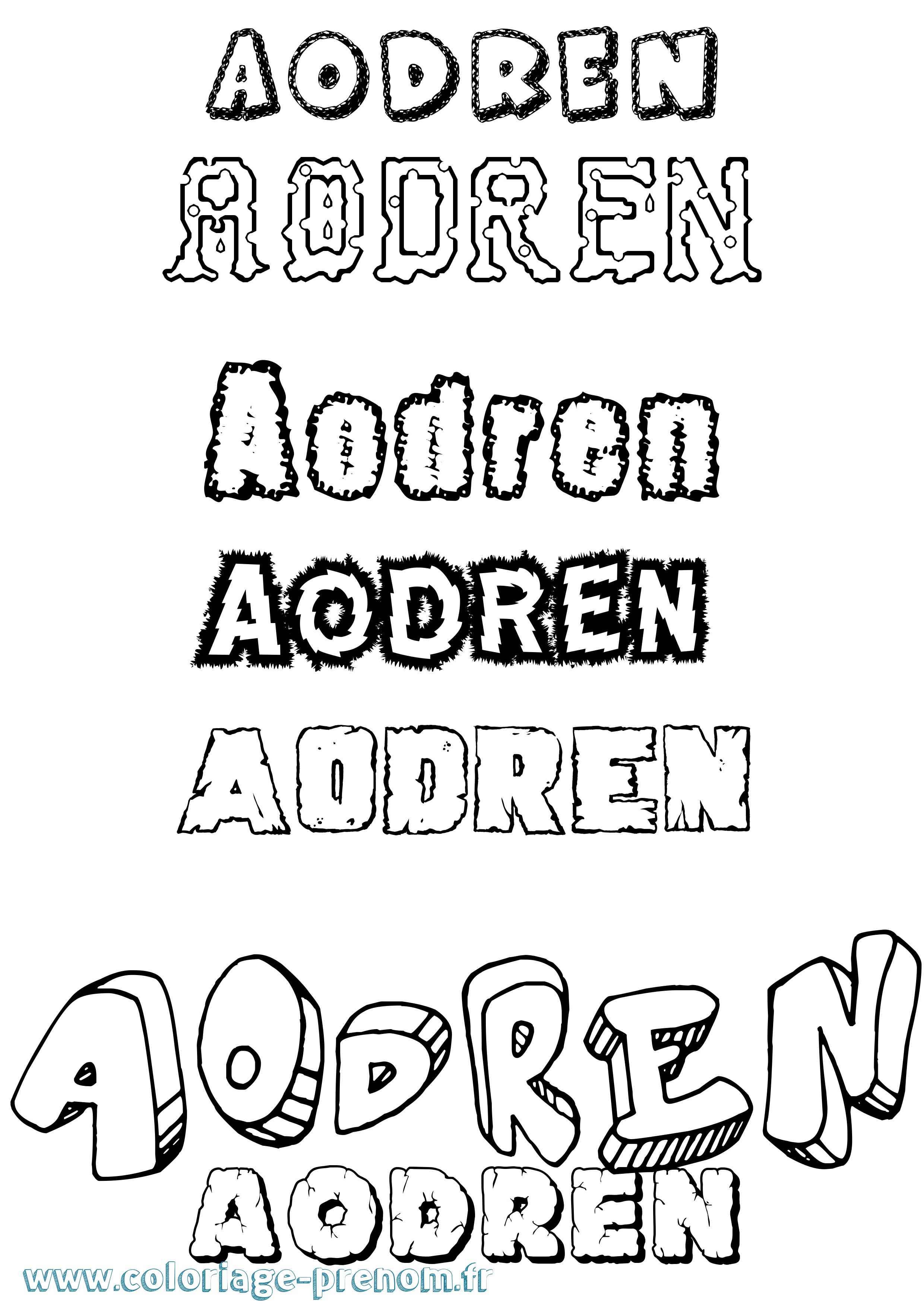 Coloriage Aodren Destructuré Coloriage prénom Aodren Destructuré