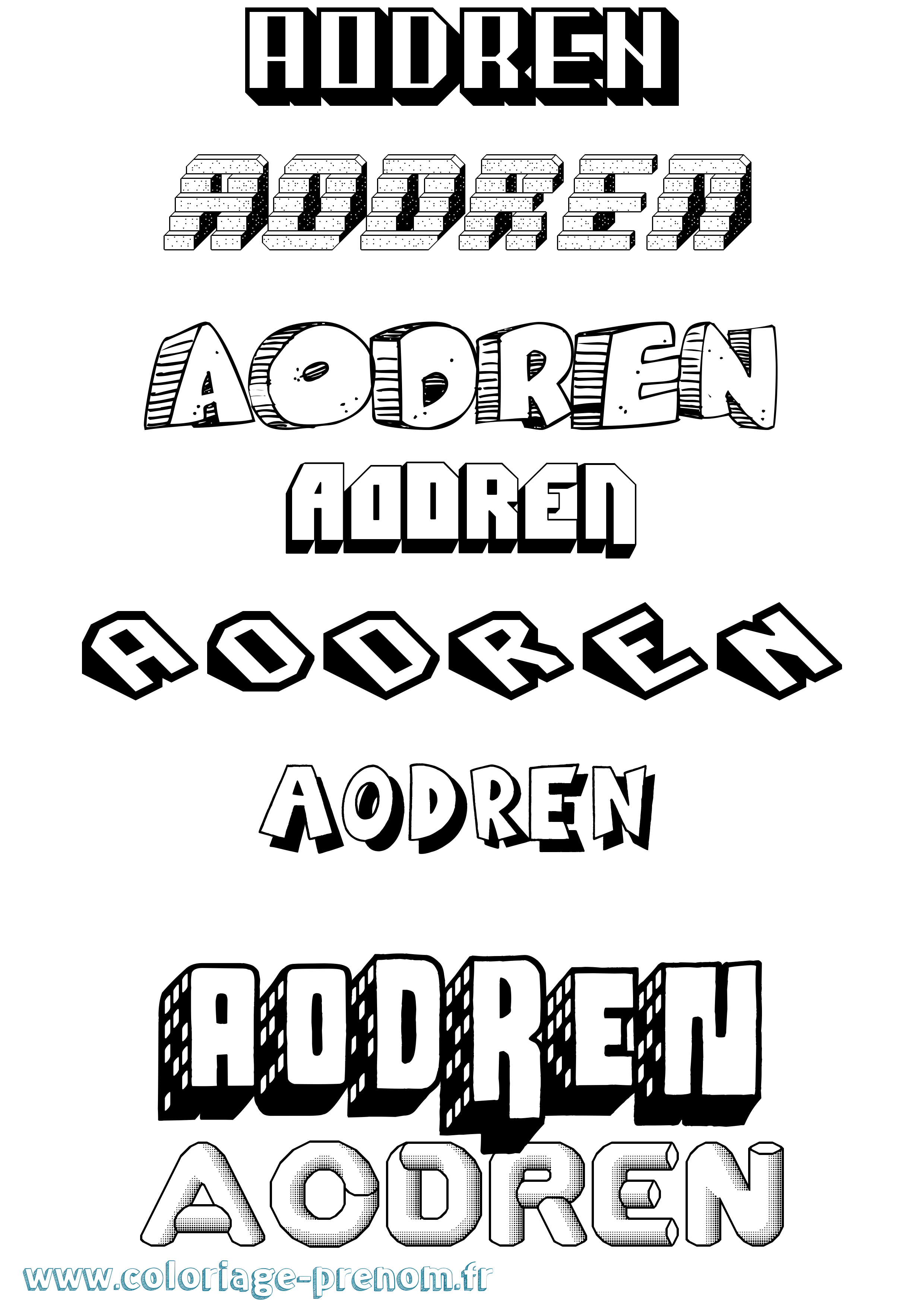Coloriage prénom Aodren Effet 3D