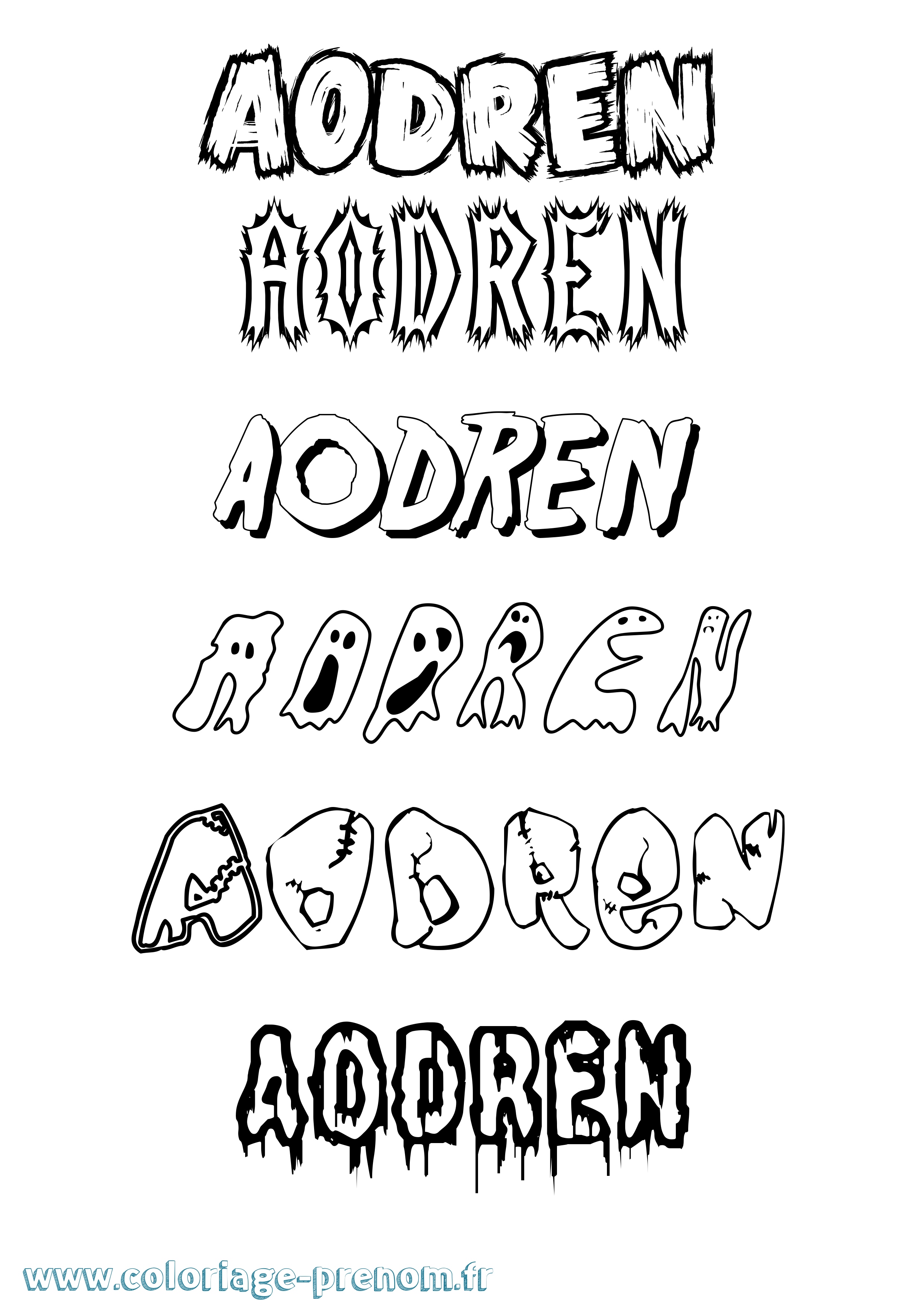 Coloriage Aodren Frisson Coloriage prénom Aodren Frisson