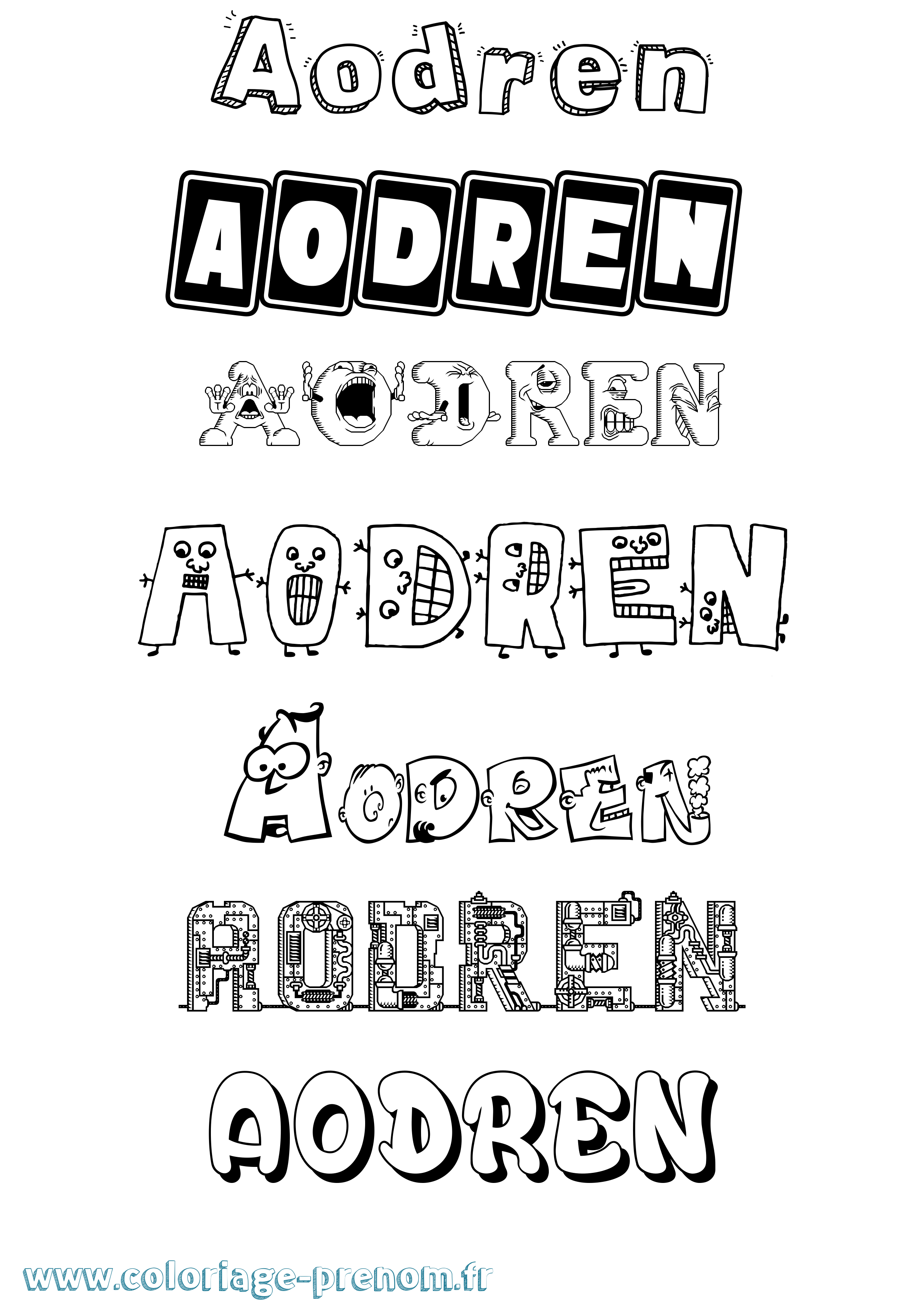 Coloriage Aodren Fun Coloriage prénom Aodren Fun
