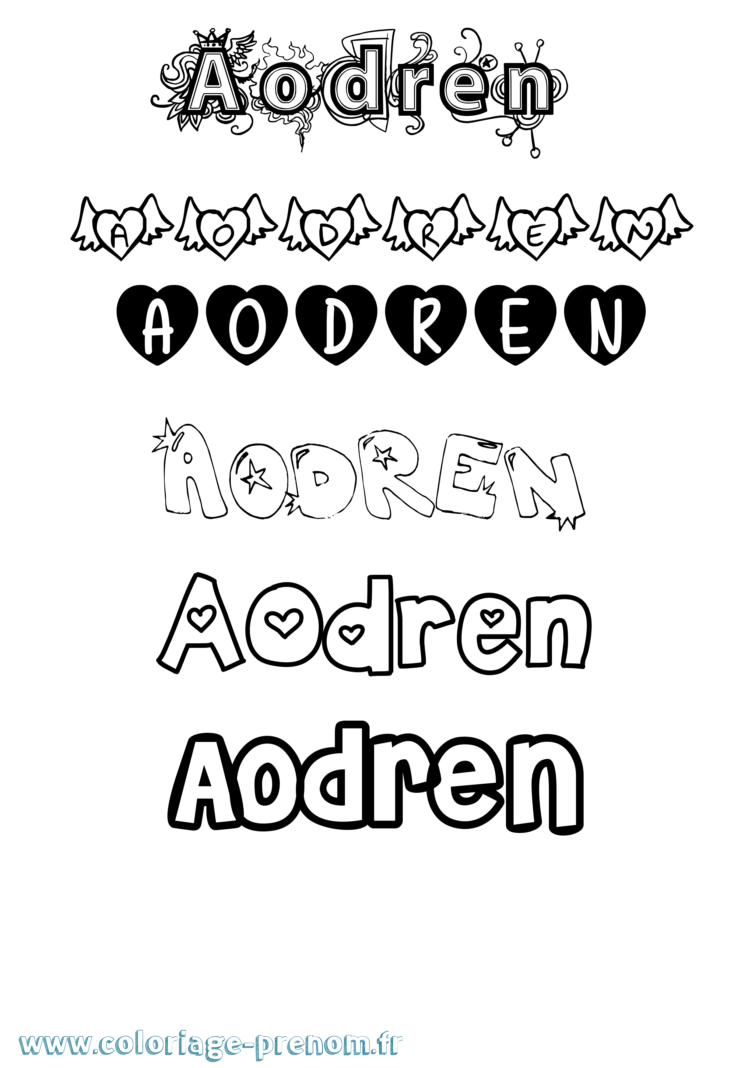Coloriage Aodren Girly Coloriage prénom Aodren Girly