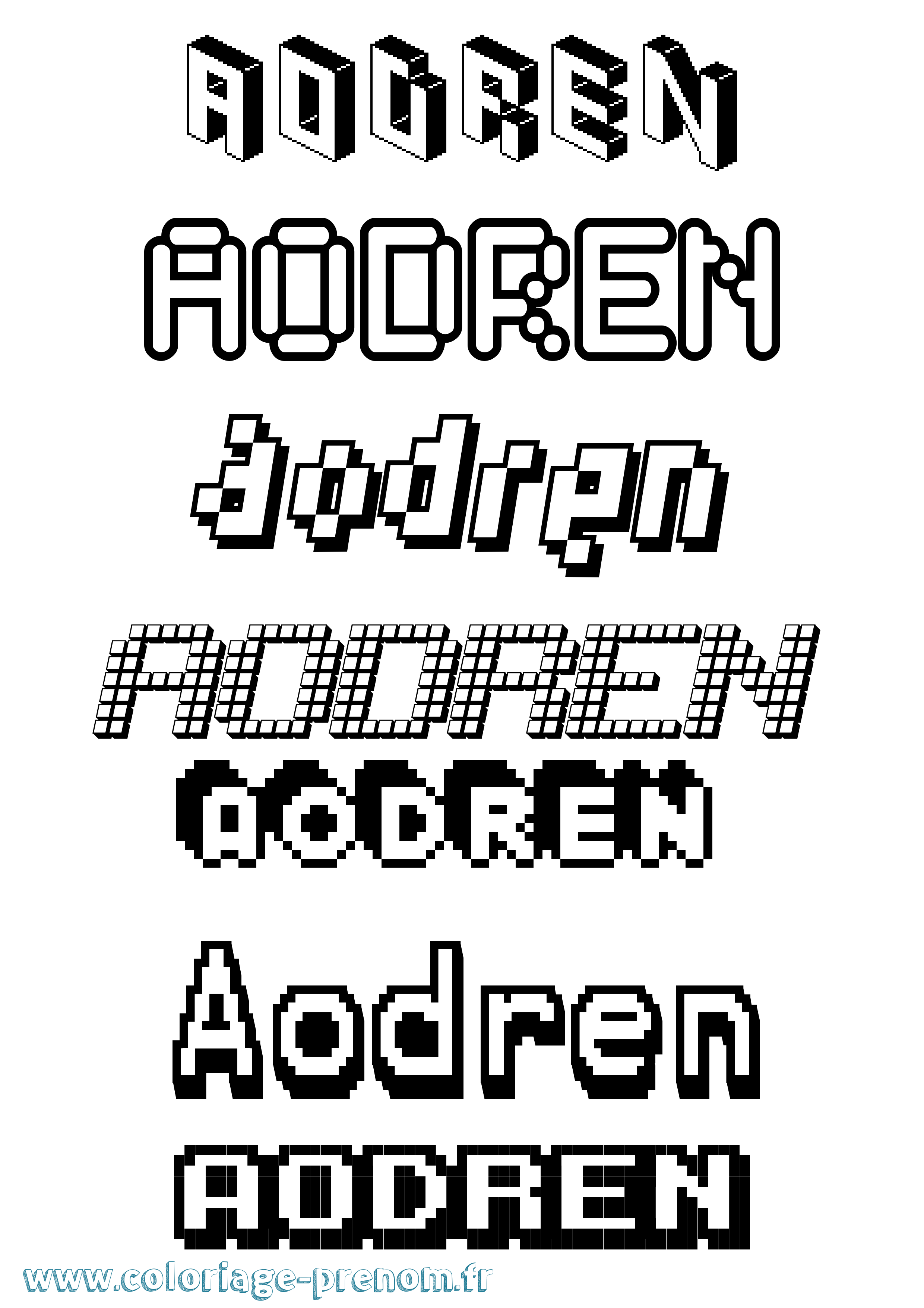 Coloriage prénom Aodren Pixel