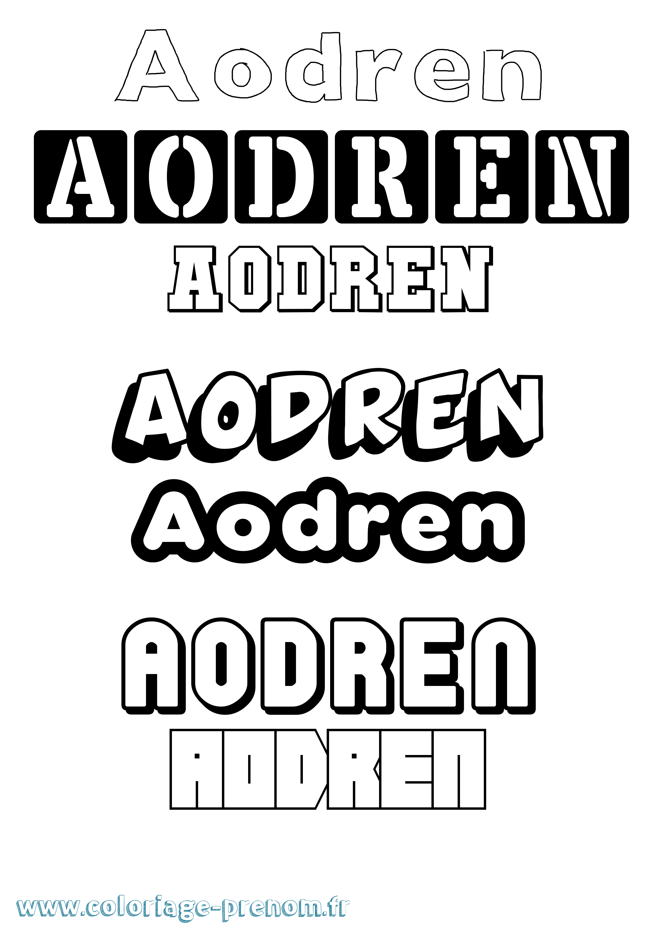 Coloriage prénom Aodren Simple