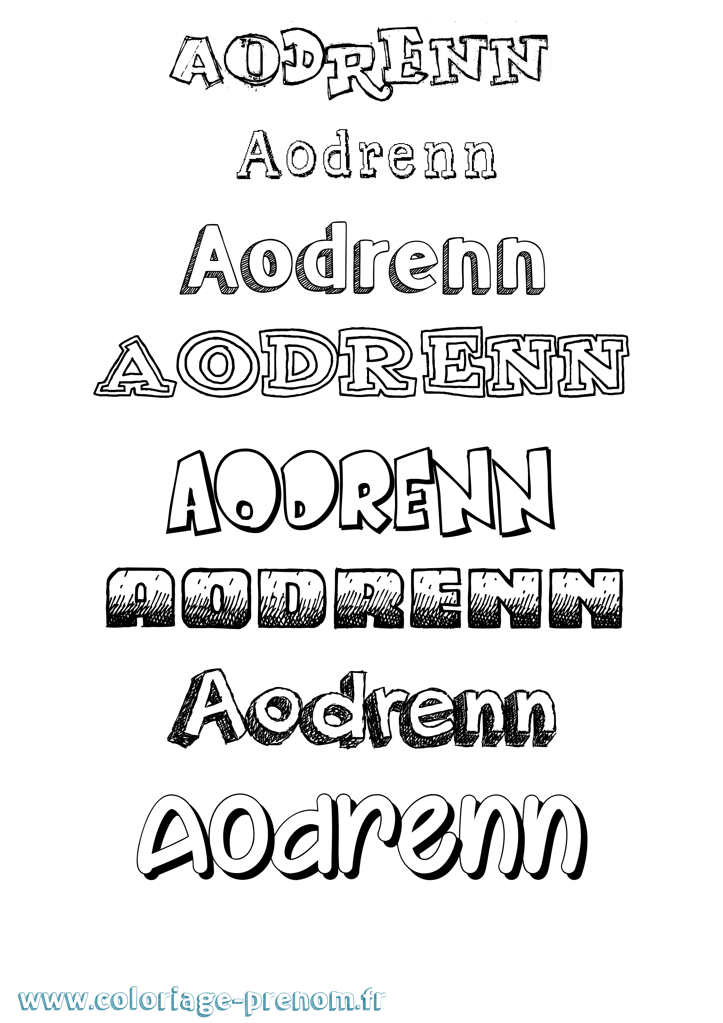 Coloriage prénom Aodrenn Dessiné