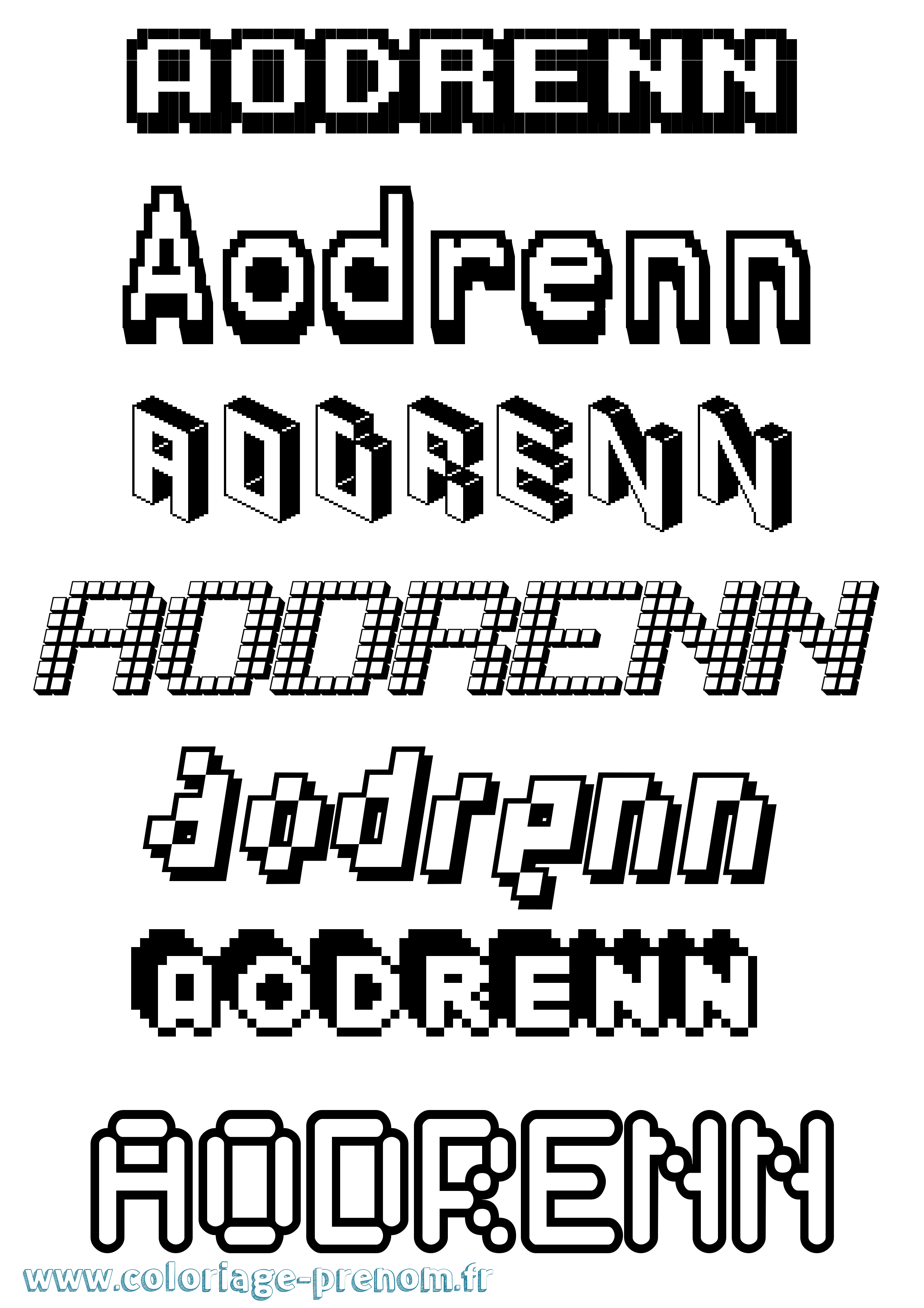 Coloriage prénom Aodrenn Pixel