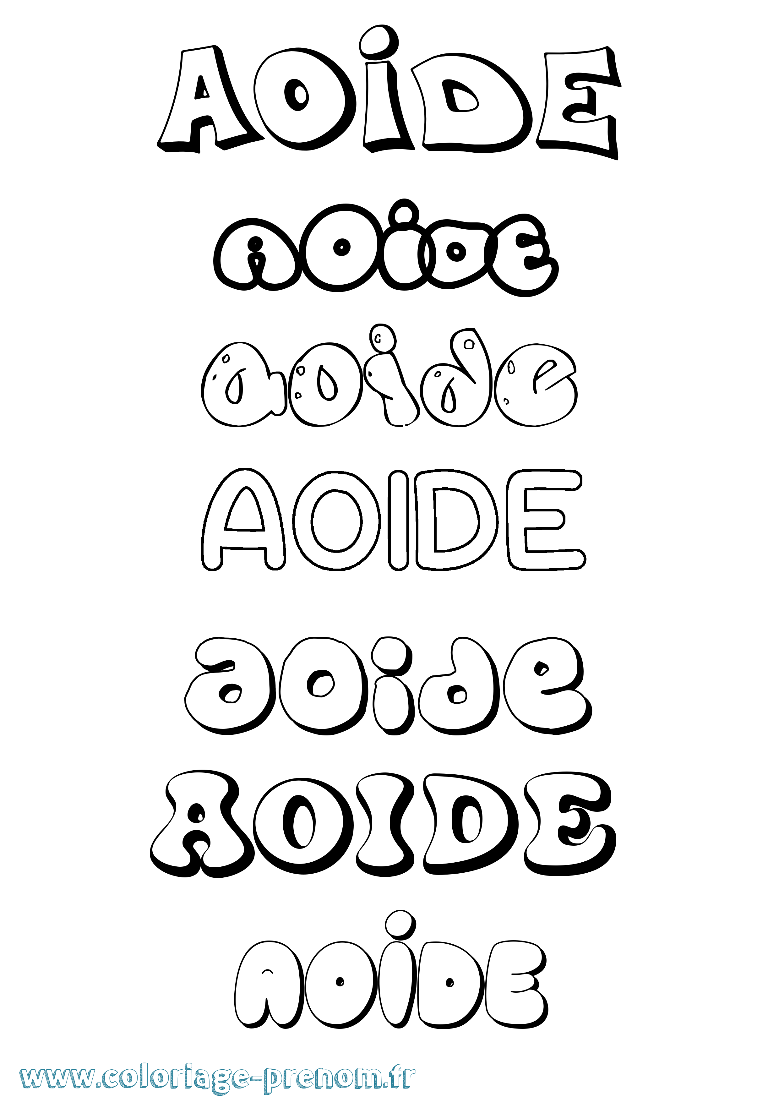 Coloriage prénom Aoide Bubble