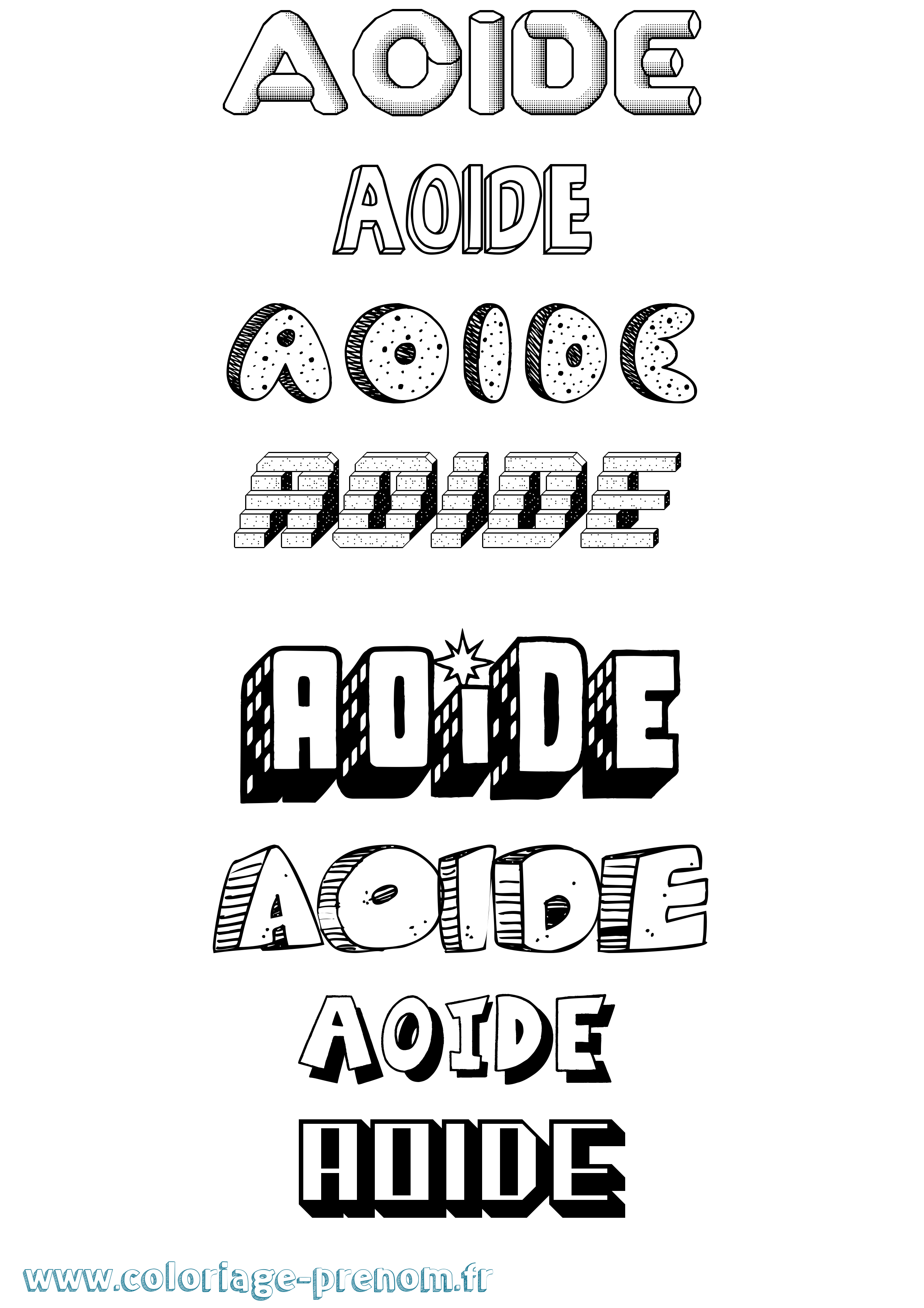 Coloriage prénom Aoide Effet 3D