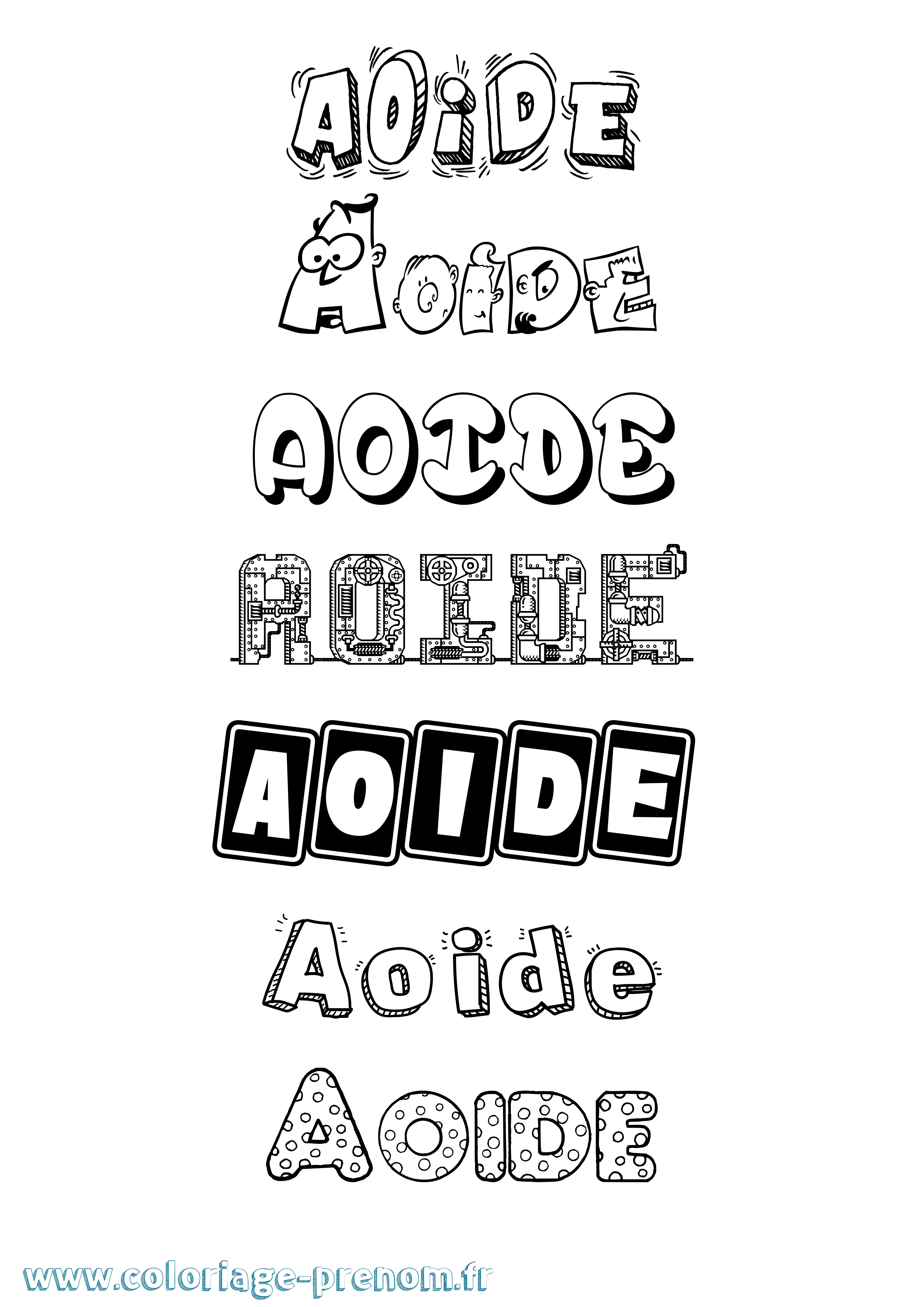 Coloriage prénom Aoide Fun