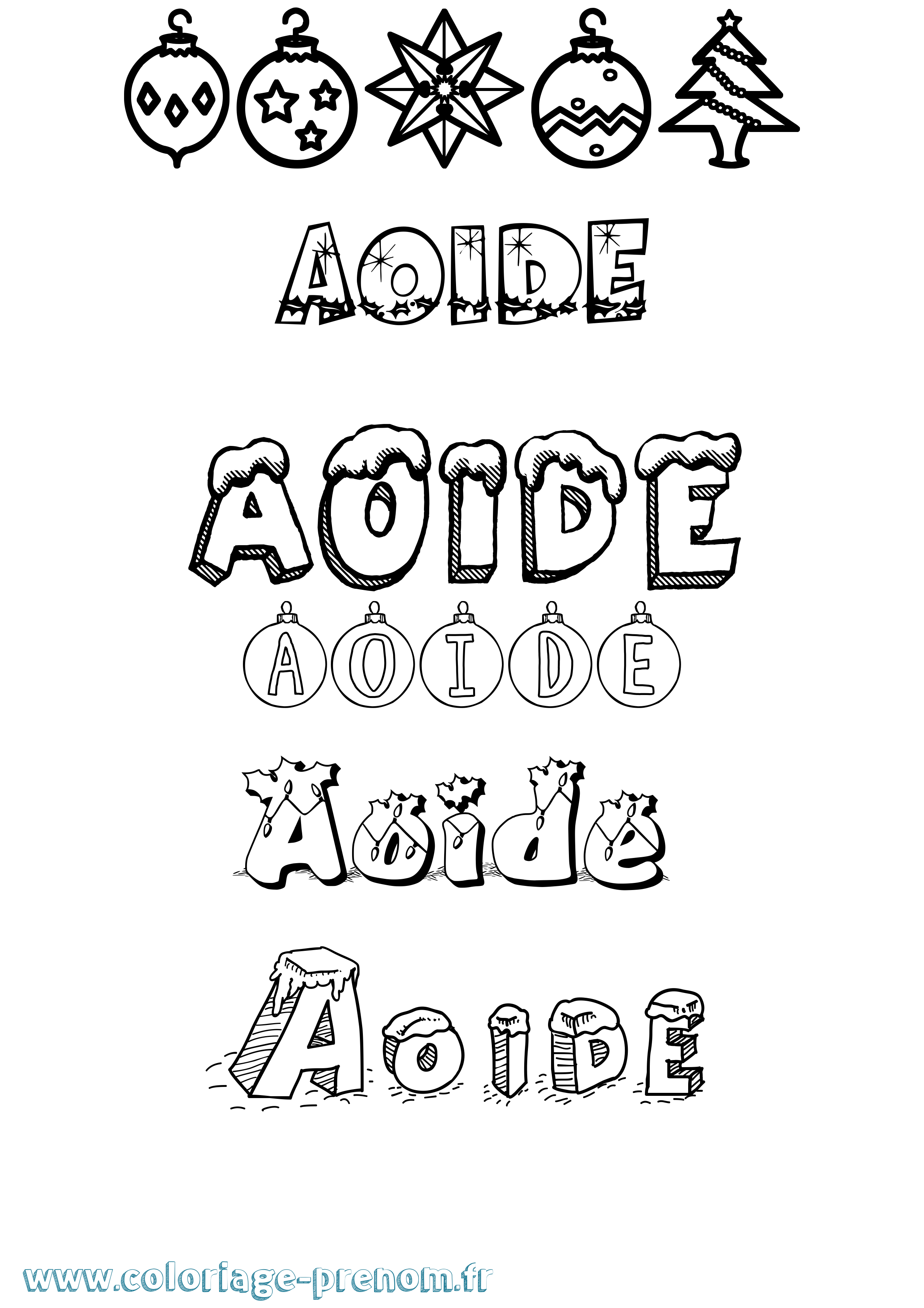 Coloriage prénom Aoide Noël