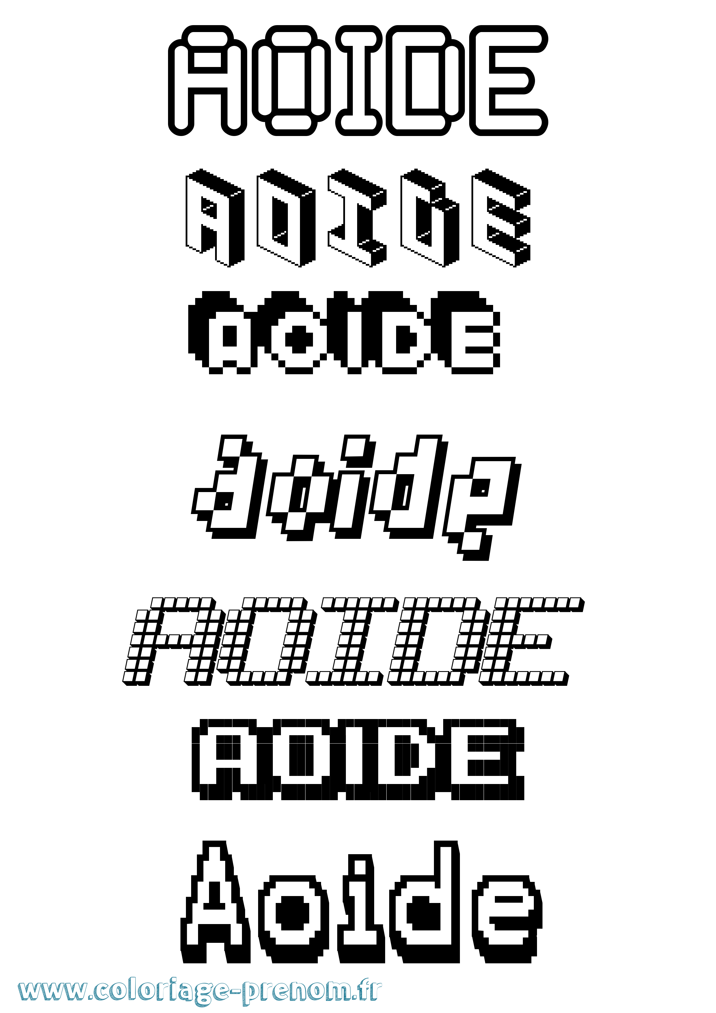 Coloriage prénom Aoide Pixel