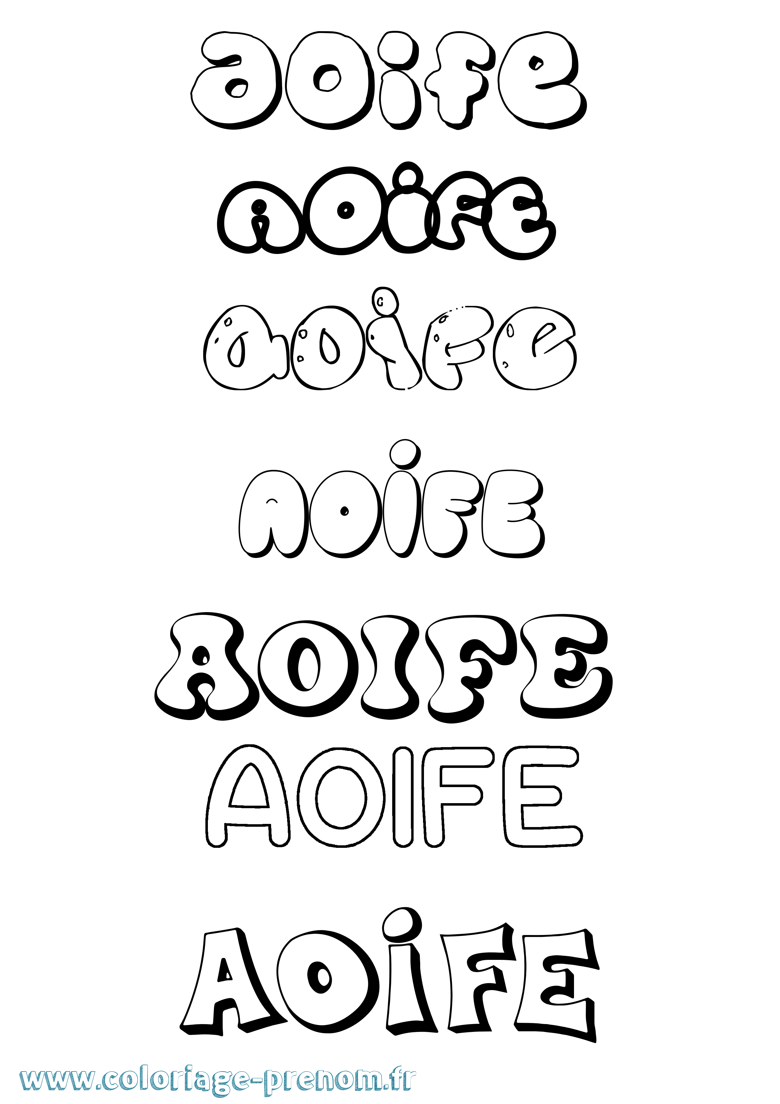 Coloriage prénom Aoife Bubble