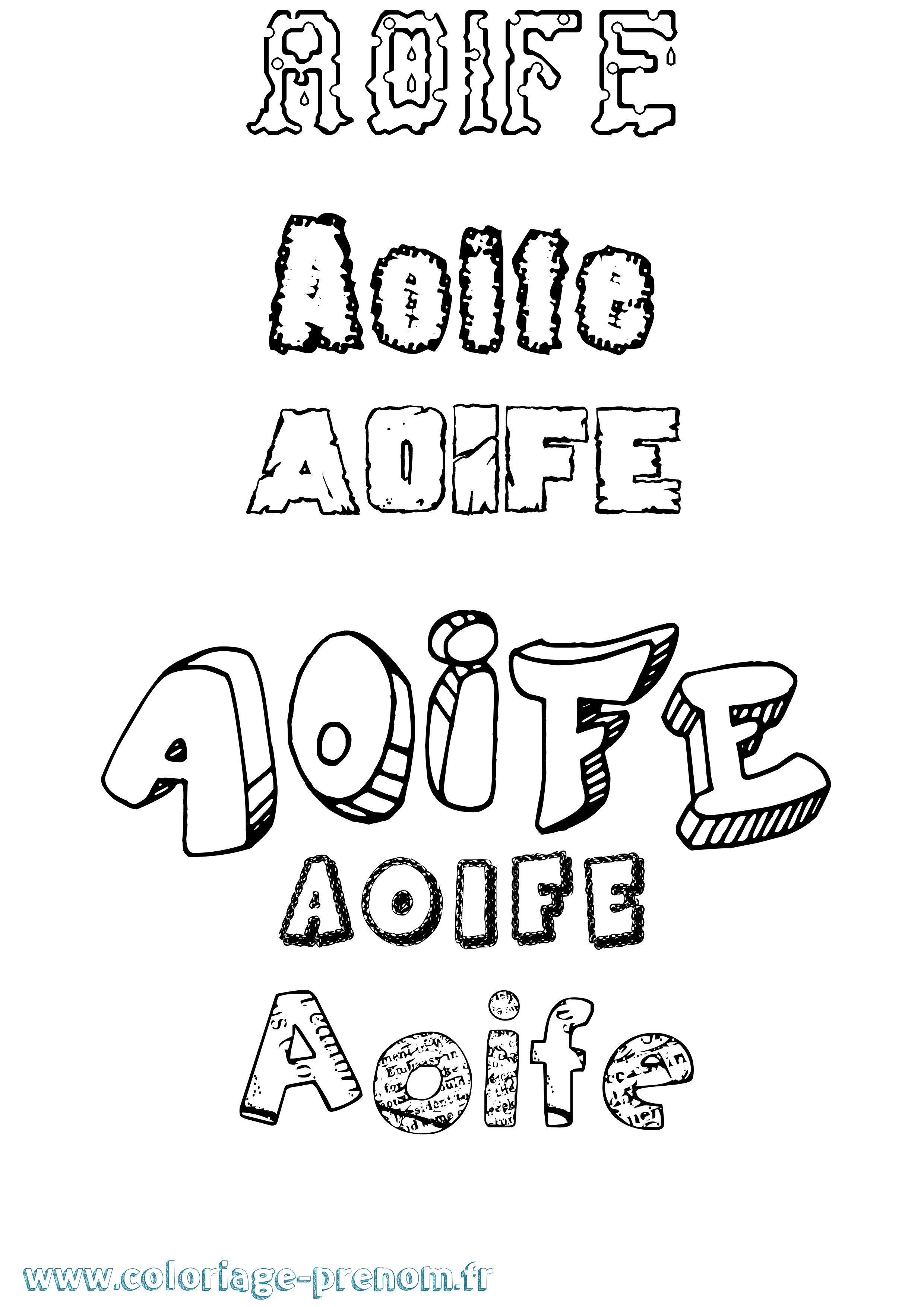 Coloriage Aoife Destructuré Coloriage prénom Aoife Destructuré