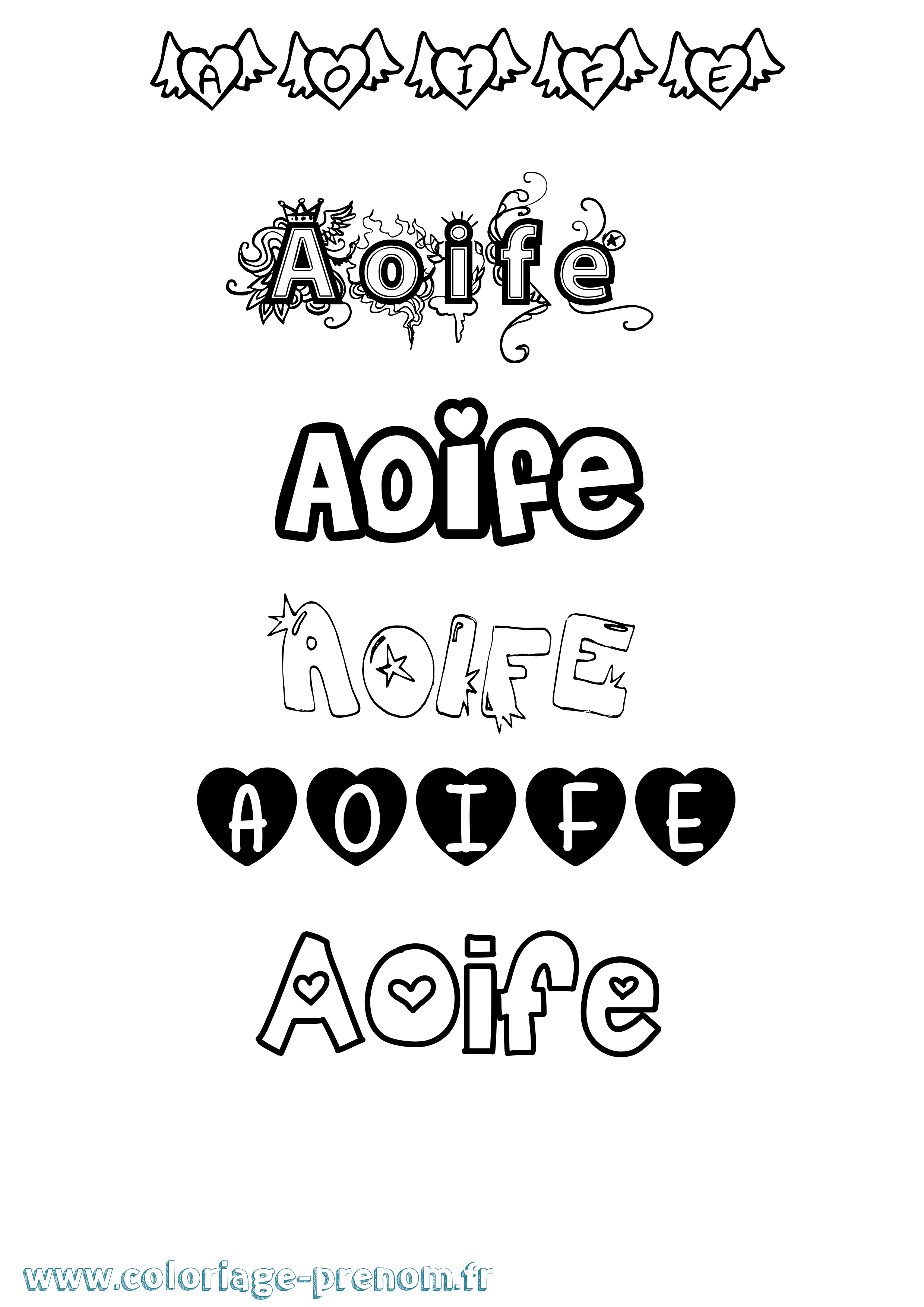Coloriage prénom Aoife Girly