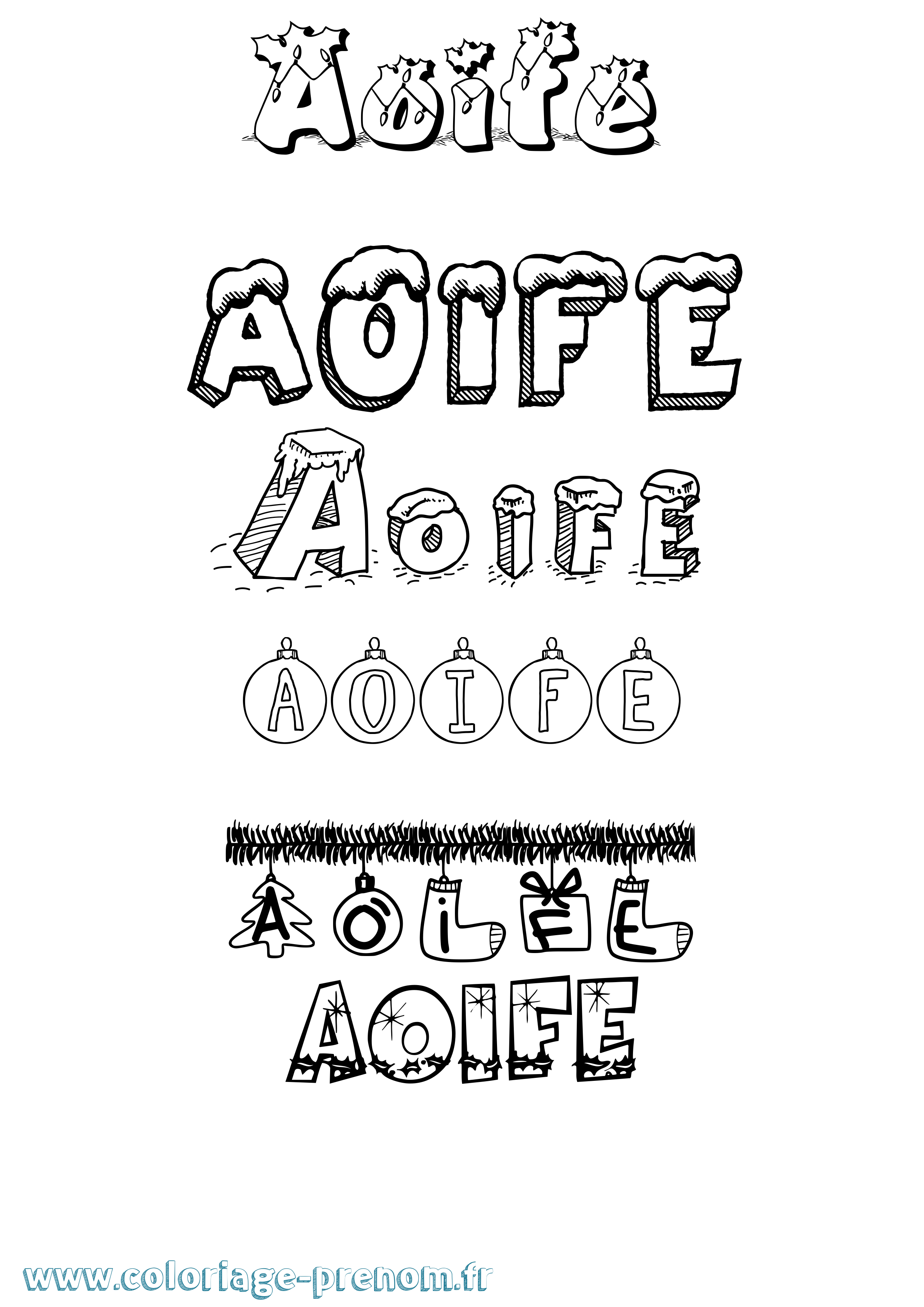Coloriage Aoife Noël Coloriage prénom Aoife Noël