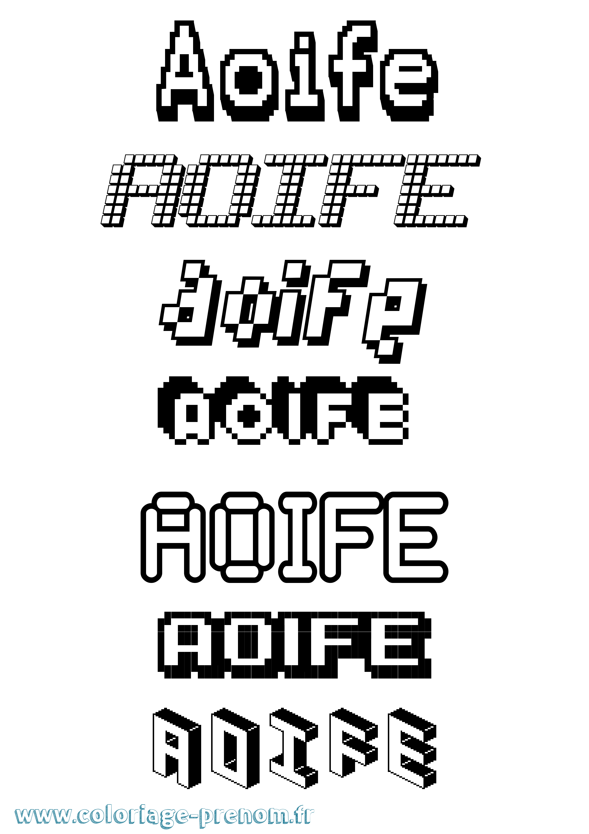 Coloriage prénom Aoife Pixel