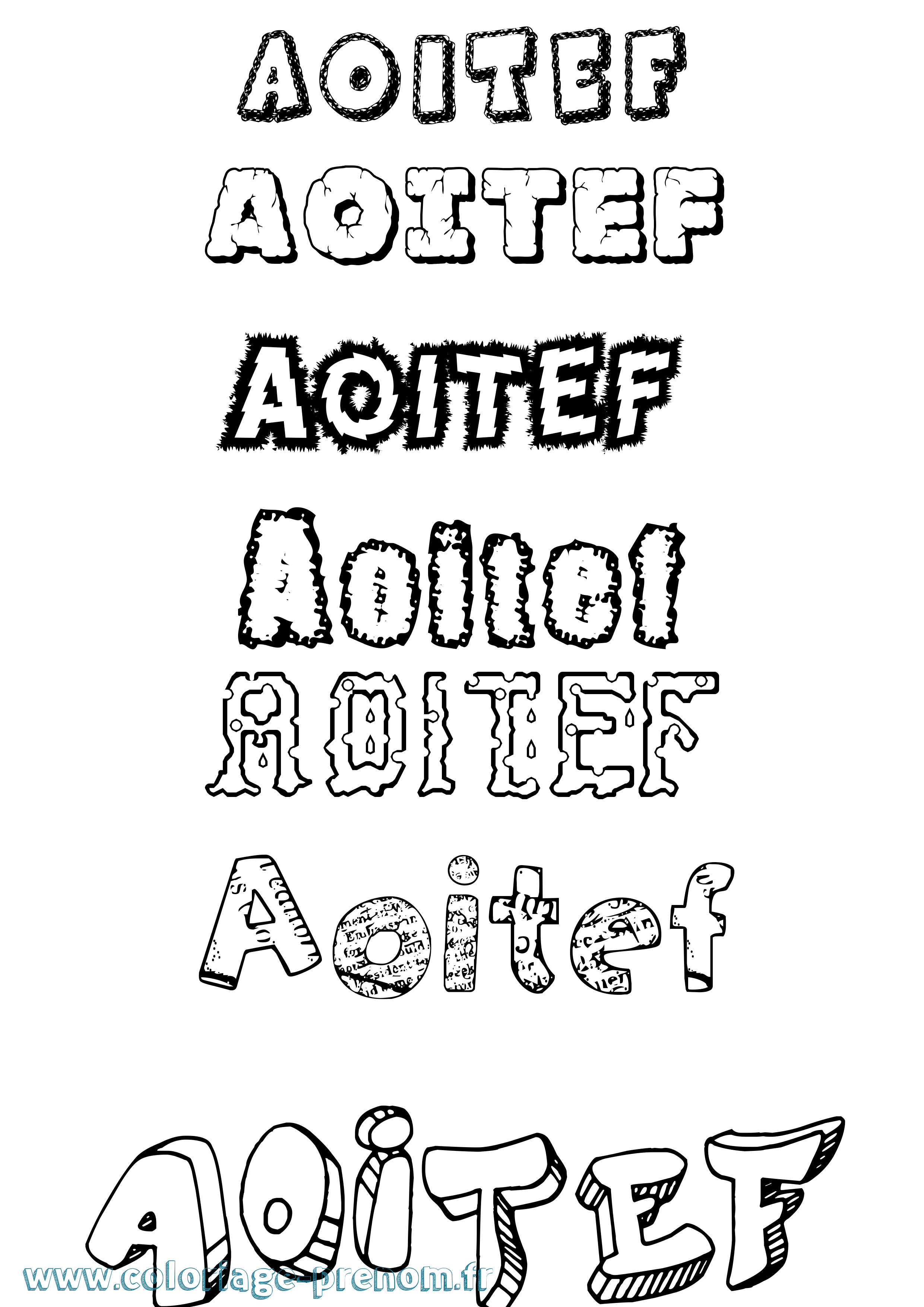 Coloriage prénom Aoitef Destructuré