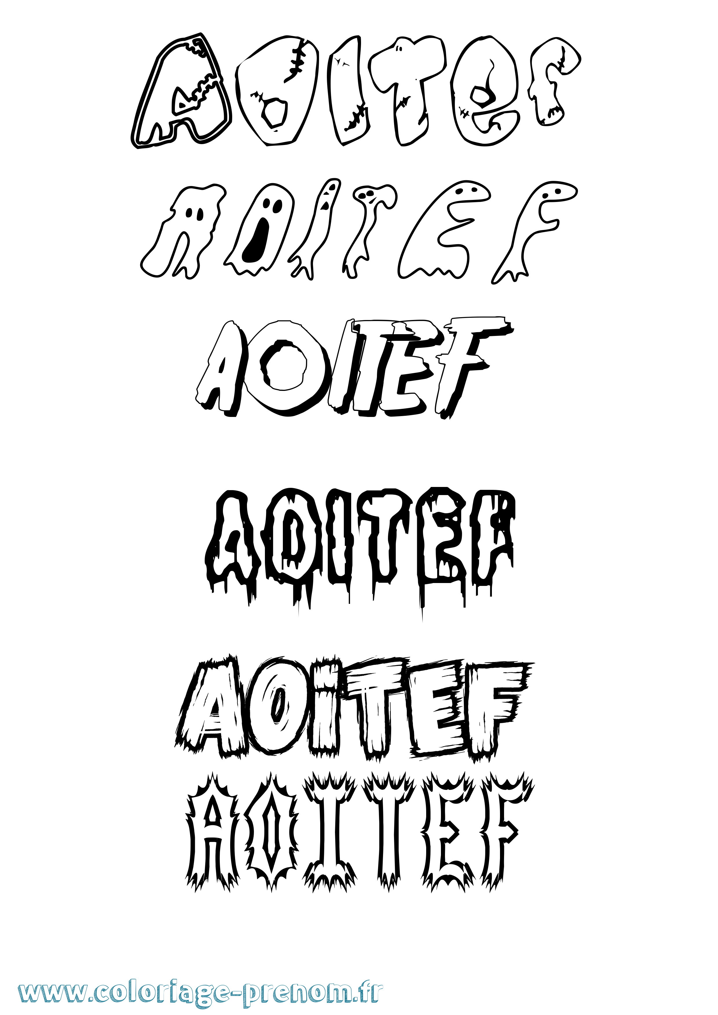 Coloriage prénom Aoitef Frisson