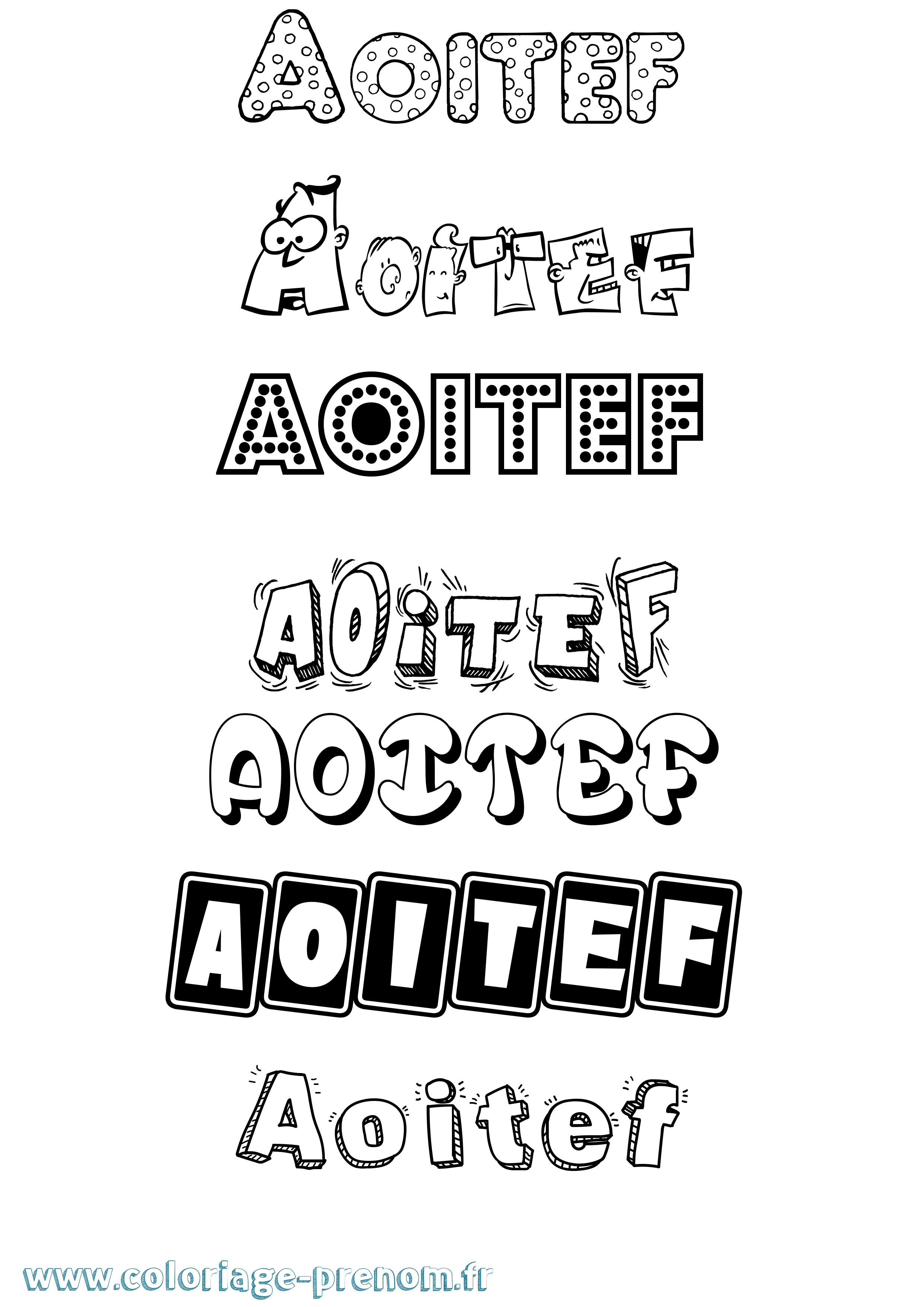 Coloriage prénom Aoitef Fun
