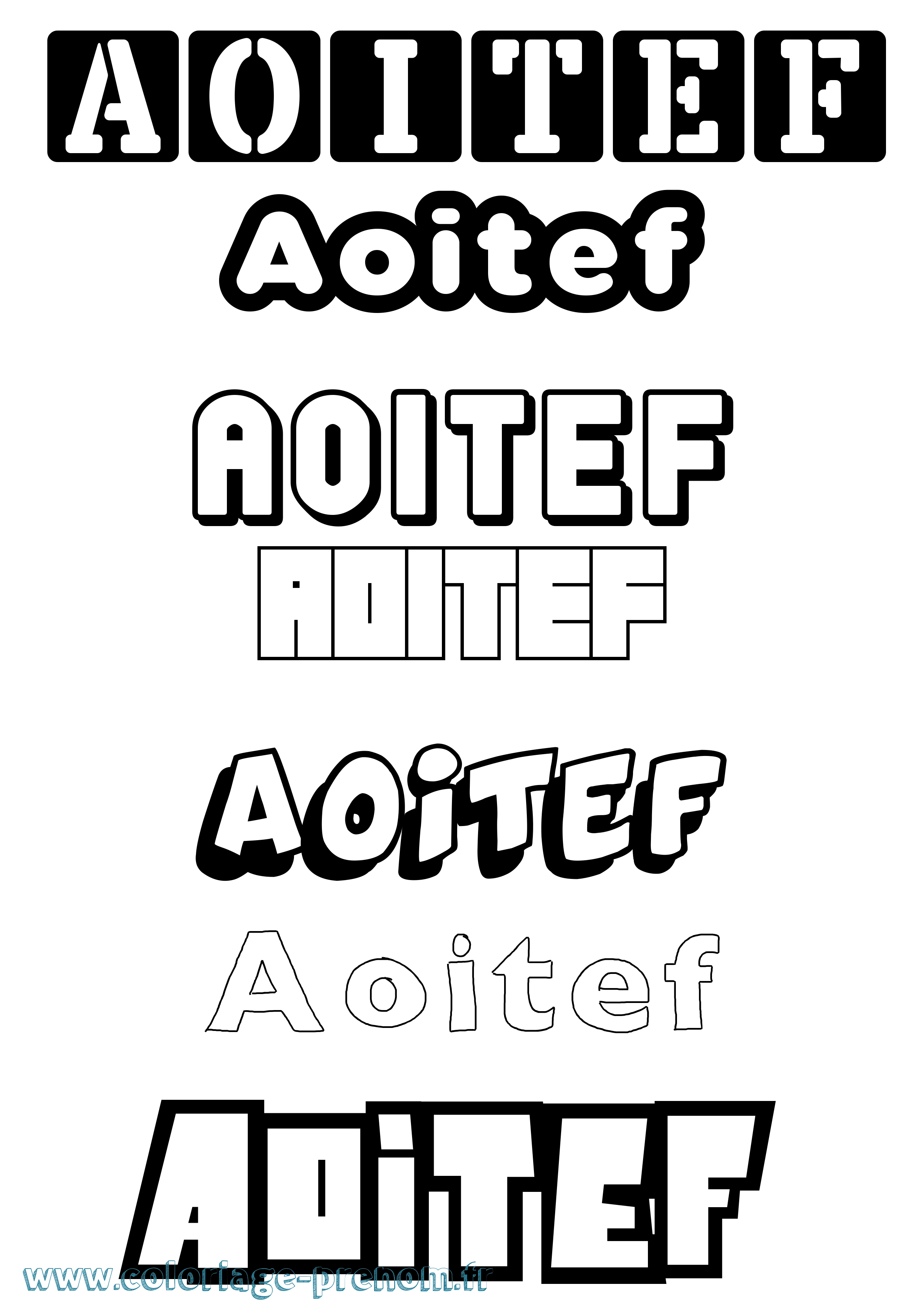 Coloriage prénom Aoitef Simple