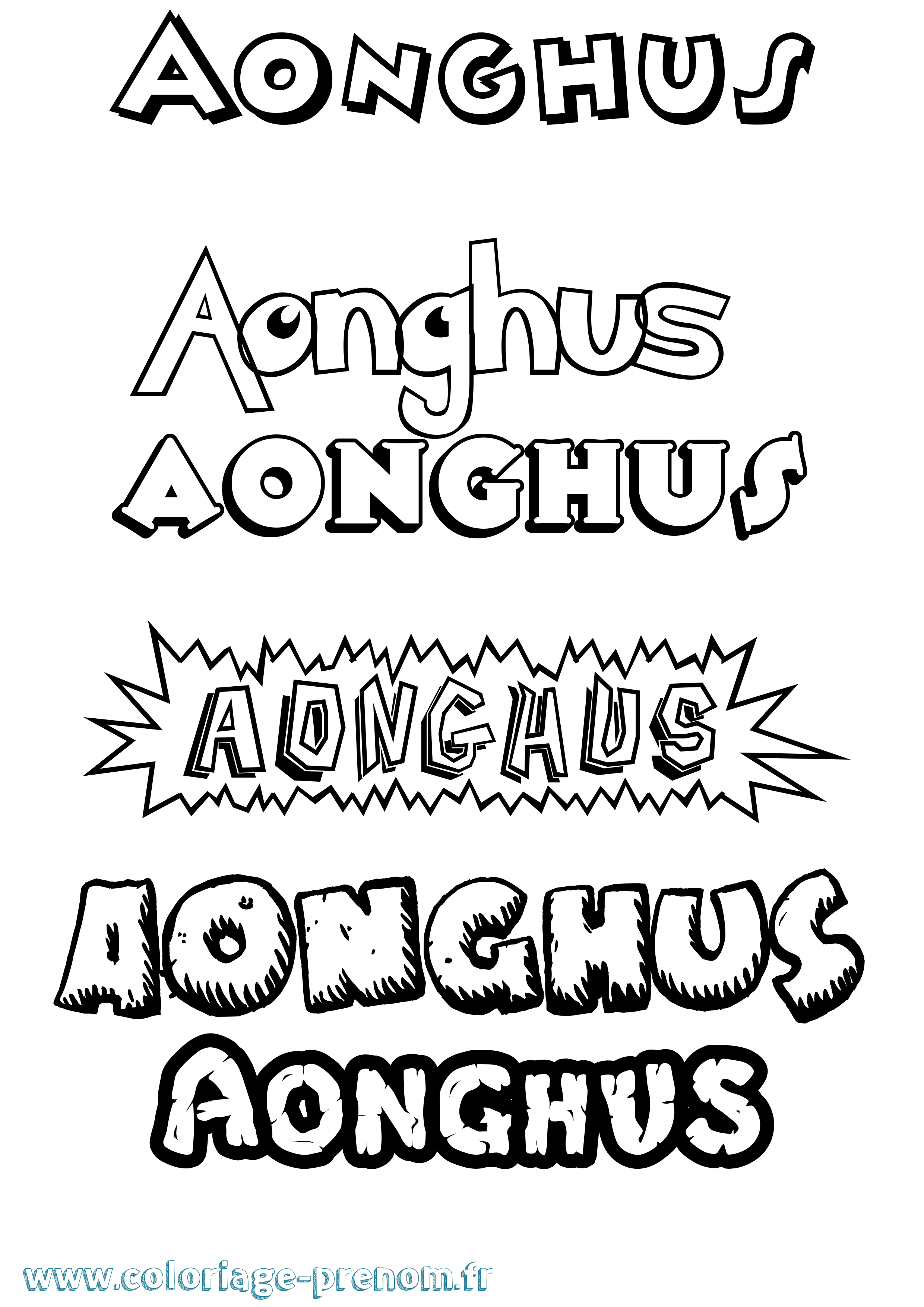 Coloriage prénom Aonghus Dessin Animé