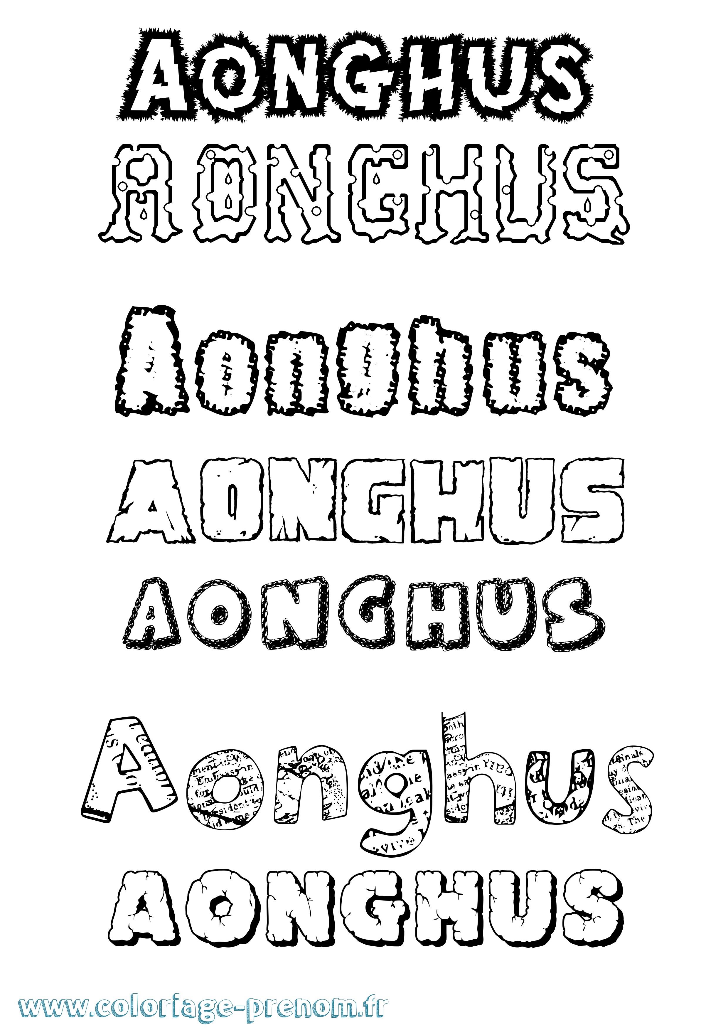 Coloriage prénom Aonghus Destructuré