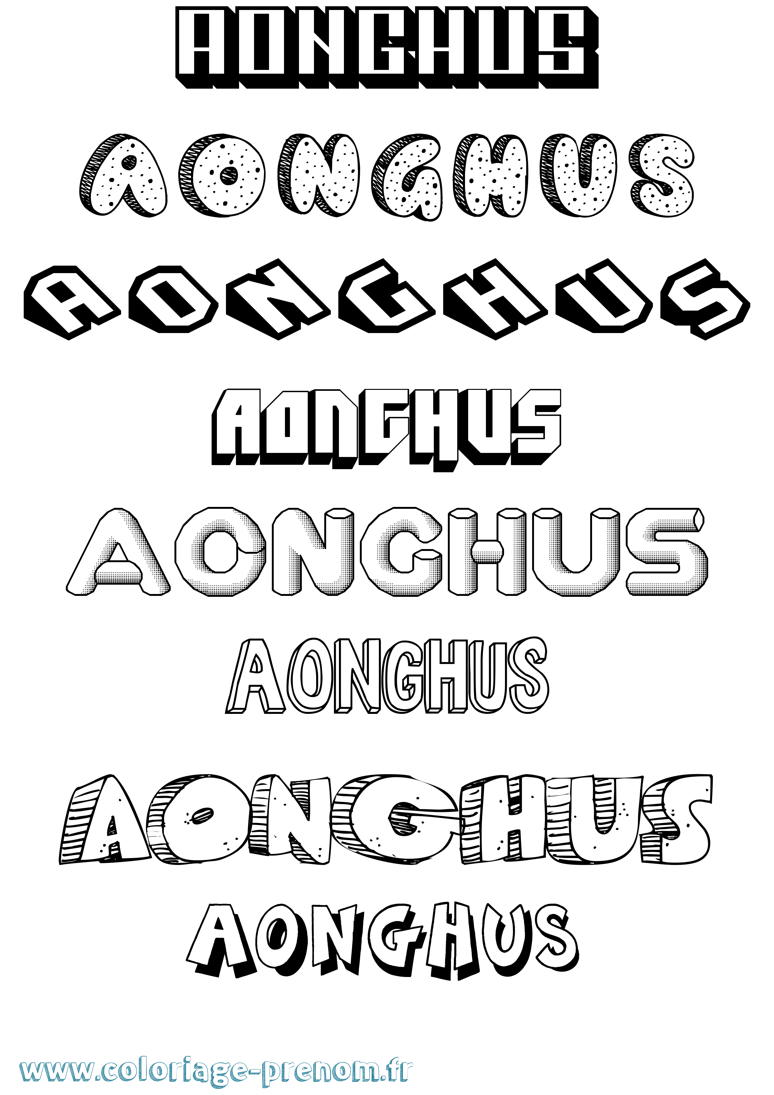 Coloriage Aonghus Effet 3D Coloriage prénom Aonghus Effet 3D
